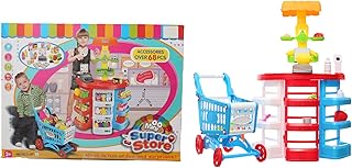 لعبة مكتب سوبر ماركت دائري عالي الجودة 78 سم مع أضواء وأصوات وعربة تسوق، 68 اكسسوار، يعمل بالبطارية (2 × ايه ايه غير متضمنة) - متعدد الألوان