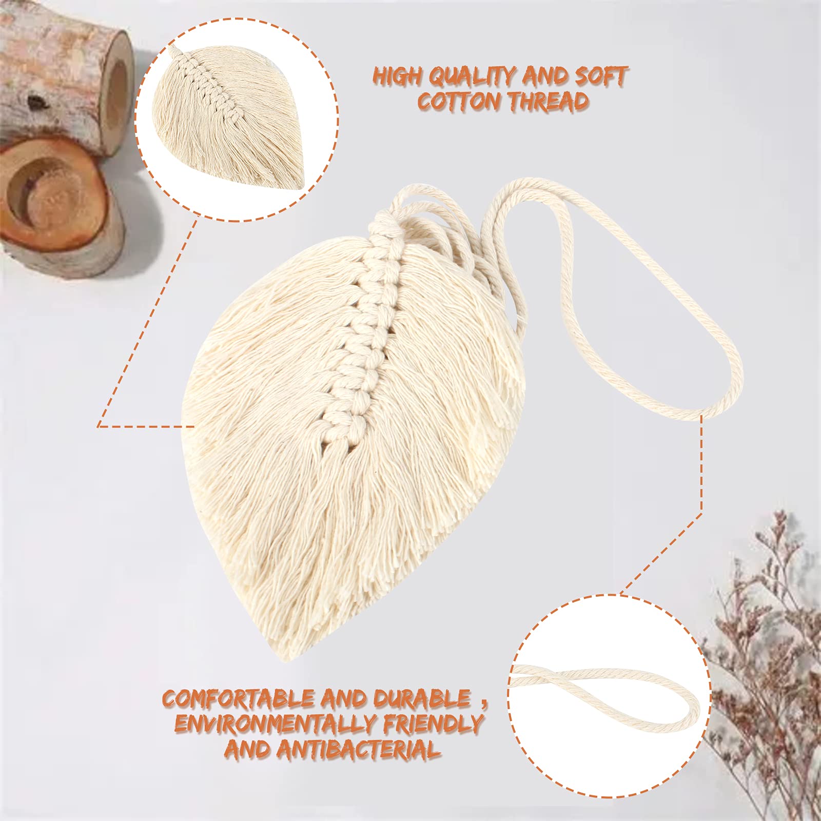 2 Fermagli Per Tende In Corda Intrecciata – Corde In Cotone E Lino, Colore Bianco Rotto, 64 Cm – Decorazione Casa