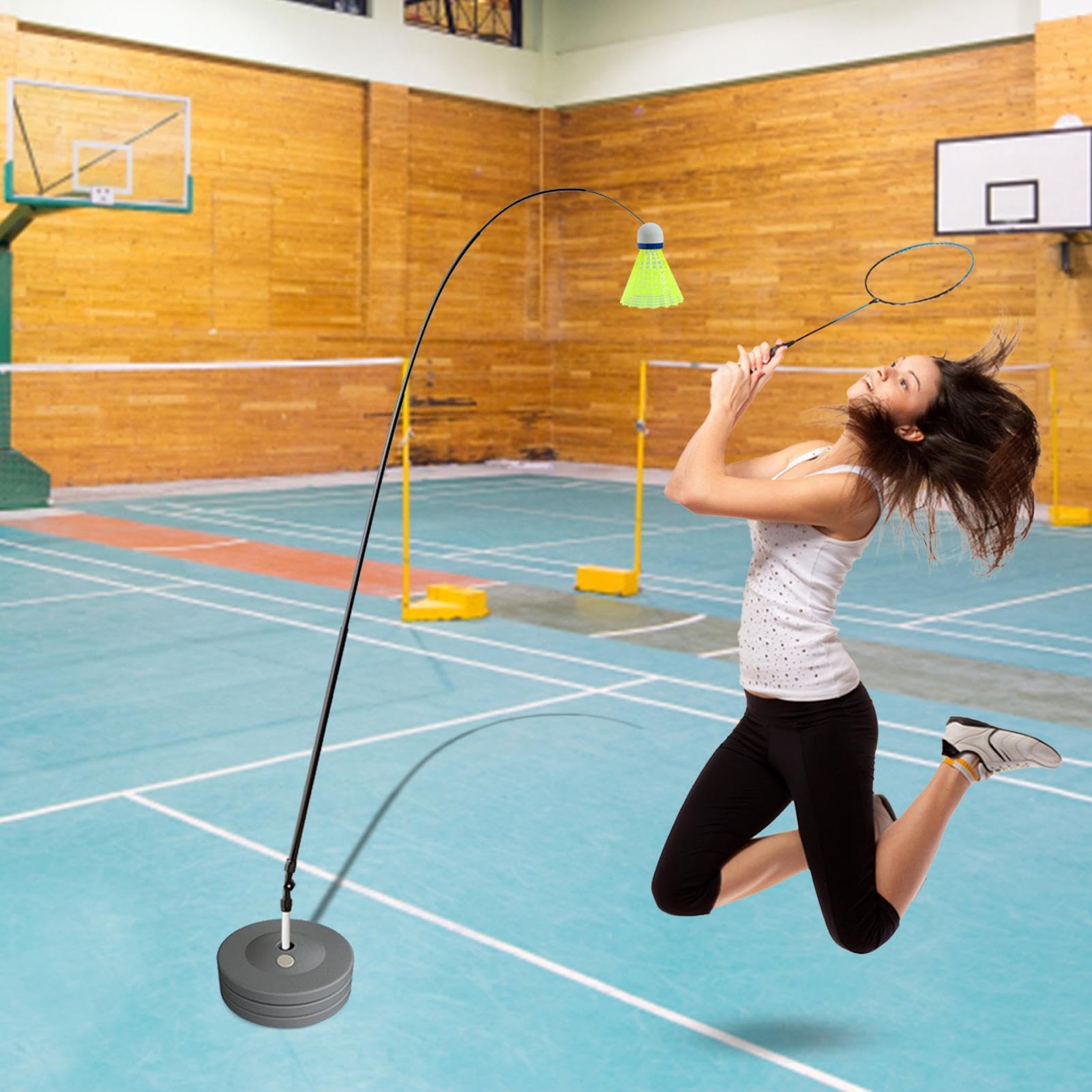 Attrezzo per allenamento di rimbalzo per giocatore singolo, strumento di allenamento per badminton, attrezzatura sportiva per auto-pratica, strumento per migliorare lo sviluppo delle abilità per | allenamento per badminton, attrezzatura sportiva per auto-