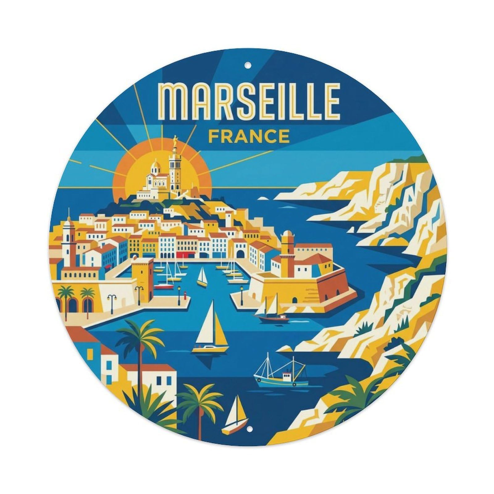 France Retro Travel Marseille Metal Tin Sign