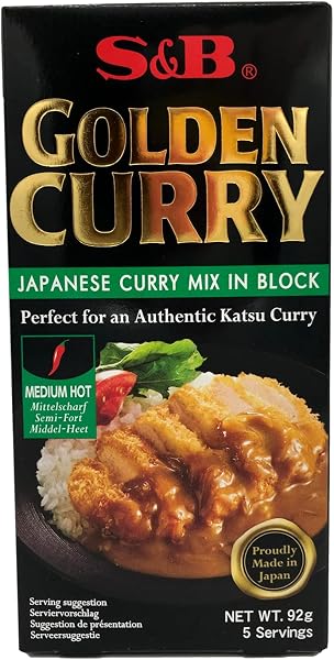 S&B Curry Japonés, Pastillas de Curry Spice, Sazonador Picante, Sabor Picante Medio, Condimento ideal para tus Recetas, 92 g (Paquete de 1) - 1