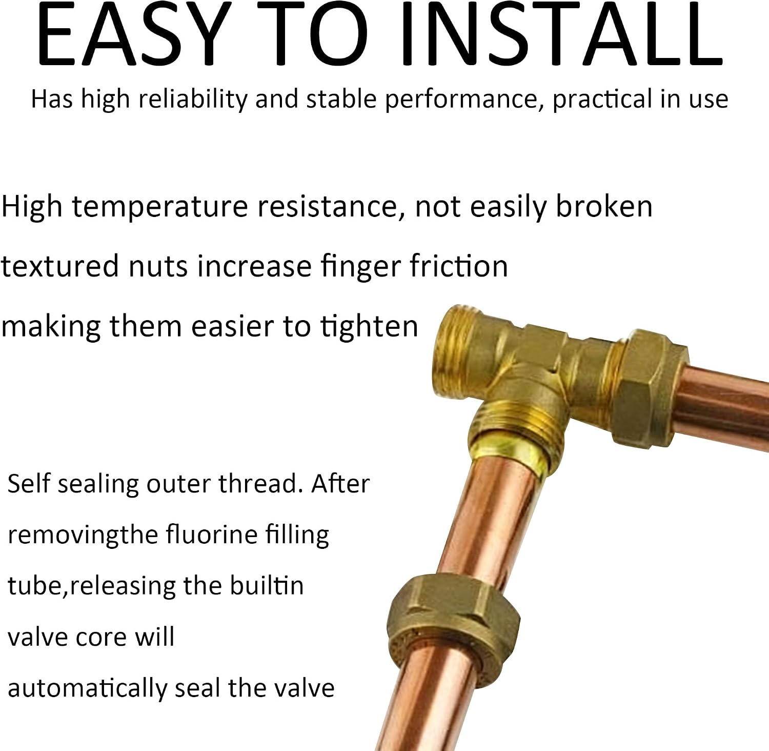 2Pcs Quick Coupler Access Tee, 1/4 Inch SAE Valve Tee Adapter, Brass Refrigerant for R22 R12 R134 Gauge, Deep Vacuum Pump Manifold