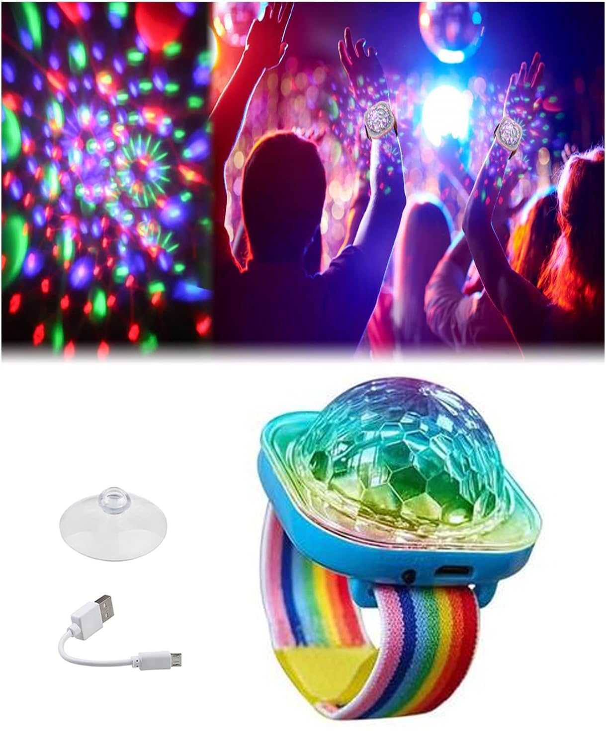 Wristband Disco Light,Portable Party Lighting,Wireless Stage Lights,Rechargeable Mini Wrist Strap Ball Light Sound Control for Party Portable Disco Lights