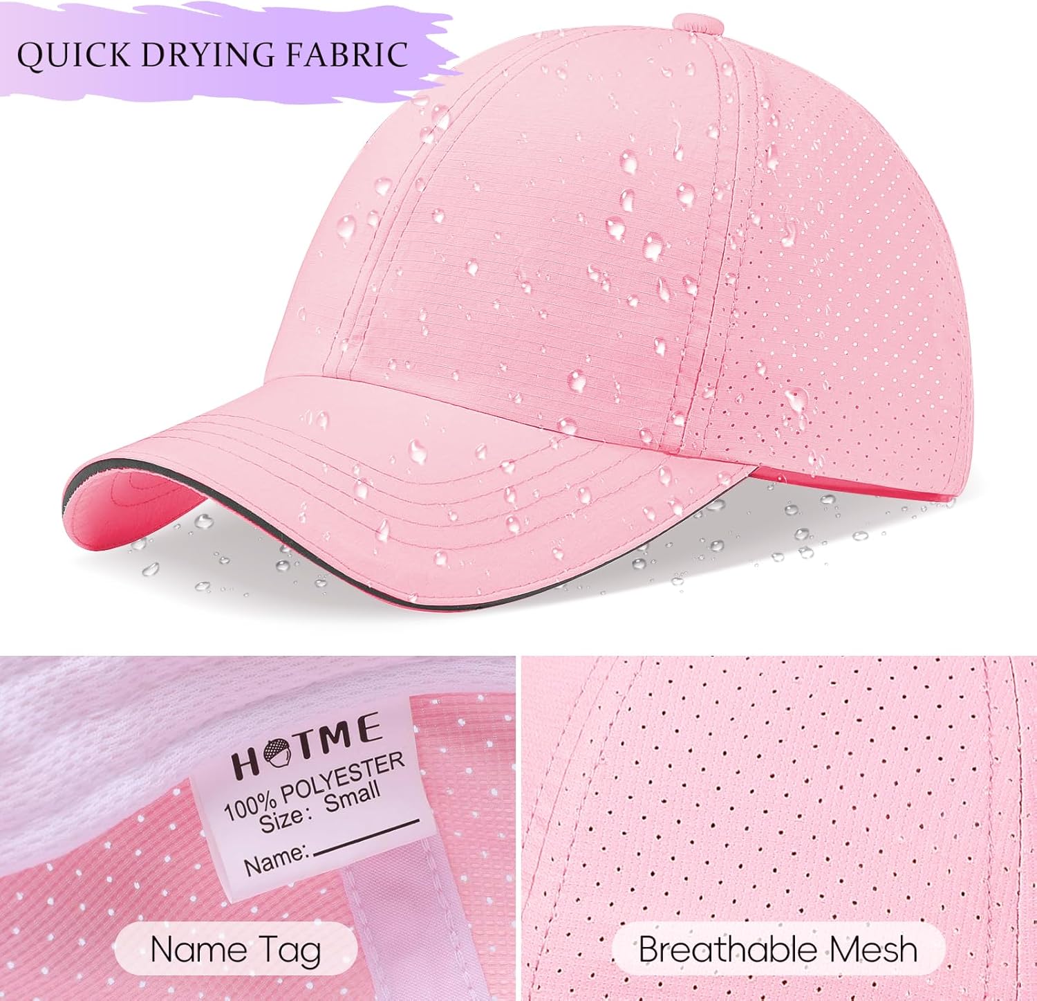 Ponytail Hat for Girls, Criss Cross Baseball Cap with Reflective Brim, Quick Dry Sports Hats for 7-12 Years - Image 4