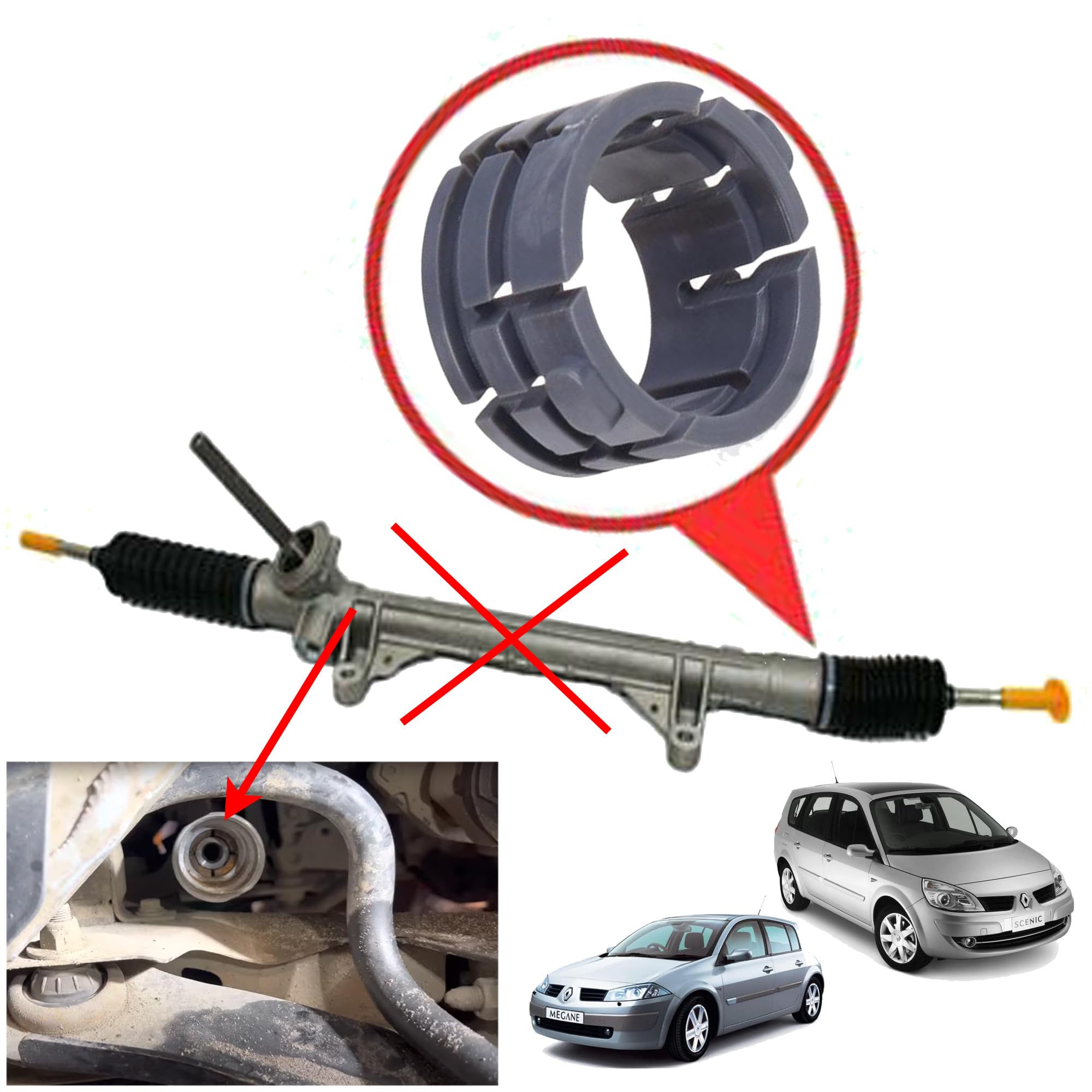 Partsline Kit de Réparation Bague d'Etanchéité pour Crémaillère de Direction AVEC Joints compatible avec CLIO III FLUENCE KANGOO II SCENIC II - 490016514R 490019110R