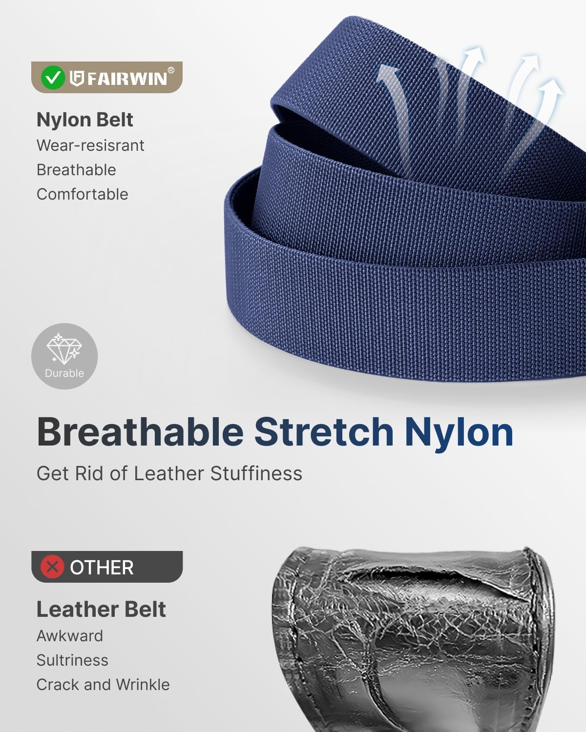 FAIRWIN Ratchet Belt Men - Tactical Stretch Nylon Web Work Belts, Gift for Casual Jeans, Pants, Golf, and Everyday Use - Image 4