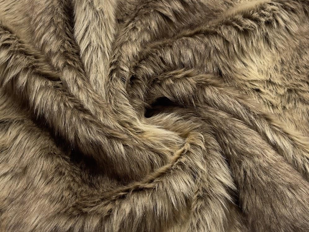 Tissu fausse fourrure chinchilla marron sable anti-froid pour vêtement hiver