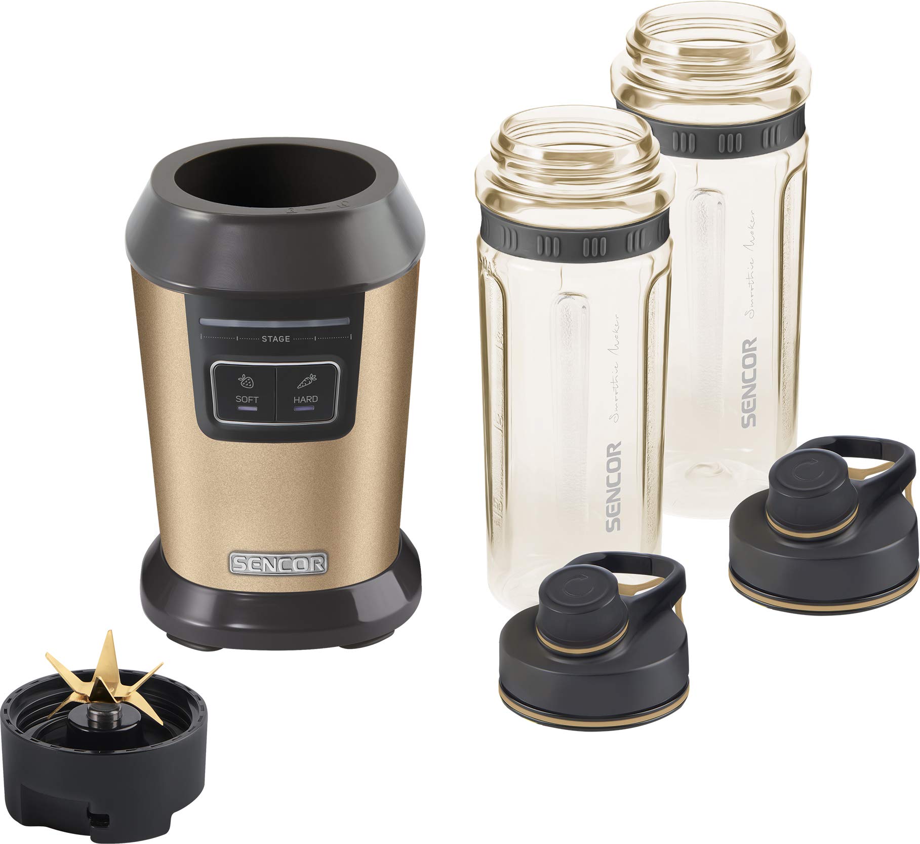 SENCOR SBL 7077CH - Batidora de vaso para smoothies (con 2 botellas deportivas, sin BPA)