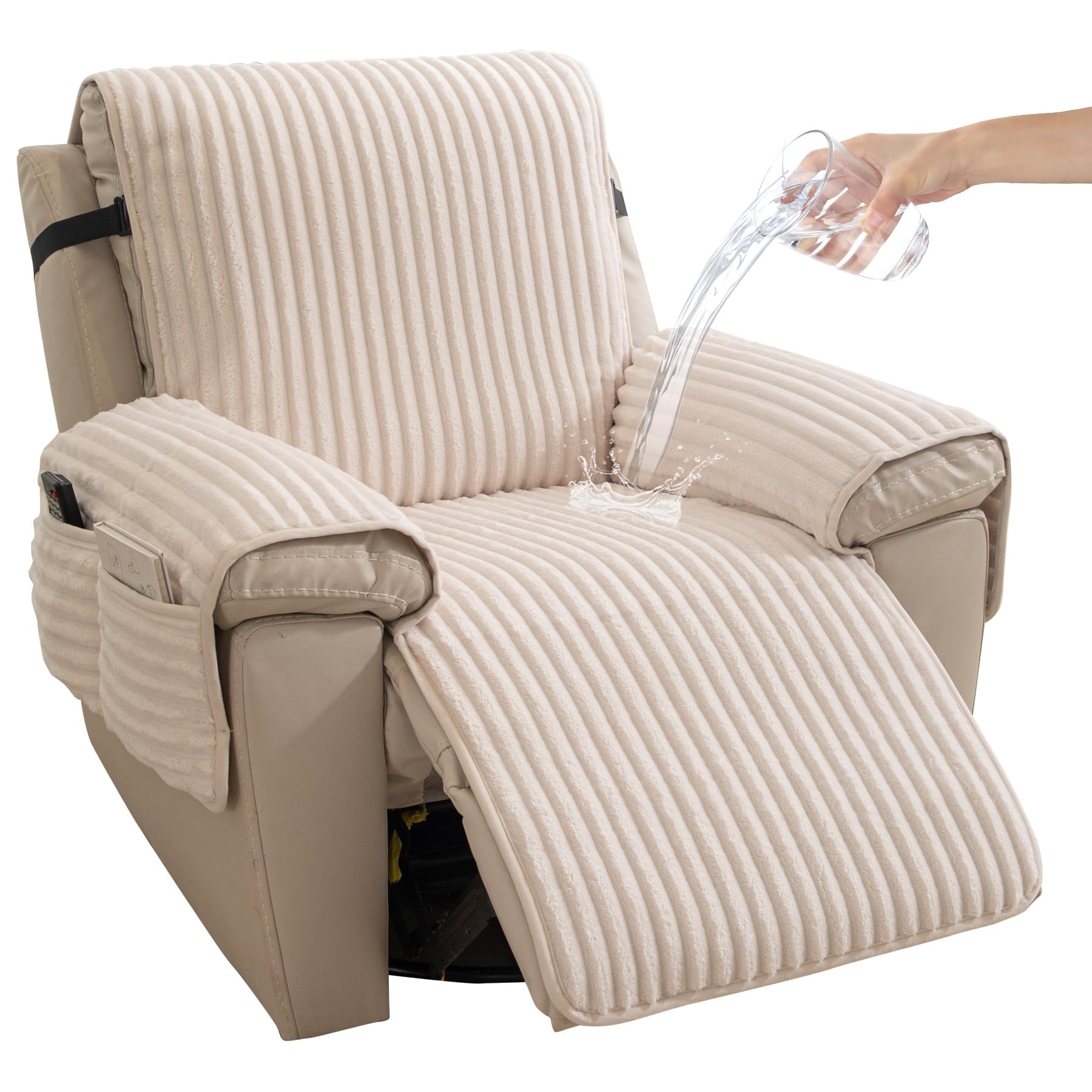 HAOMAIJIA Faux Fur Recliner Chair Cover Non-Slip Waterproof