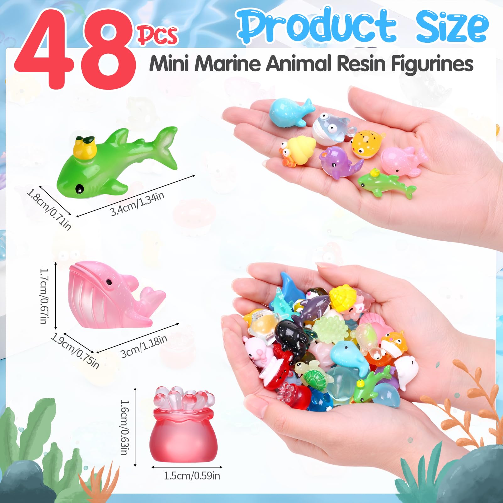 GSrenyu 48Pcs Mini Ocean Resin Animals,48 Styles Tiny Sea Animals Miniature Little Small Resin Animal Figures Bulk for Fairy Garden Micro Landscape Aquarium Dollhouse Decor - Image 2