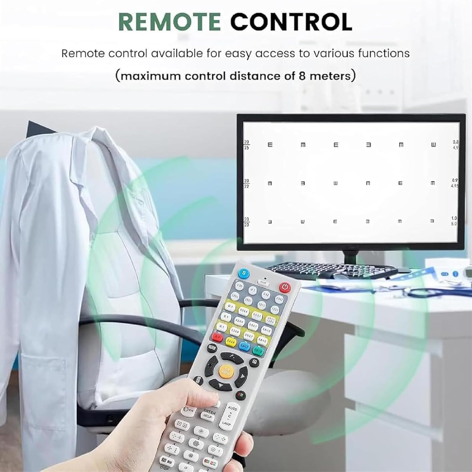 Cyfrowy wykres ostrości wizualnej, elektroniczny wykres 21,5 cala LCD z wieloma celami, pilot zdalnego sterowania, regulowana odległość do użytku domowego, szpitala i kliniki