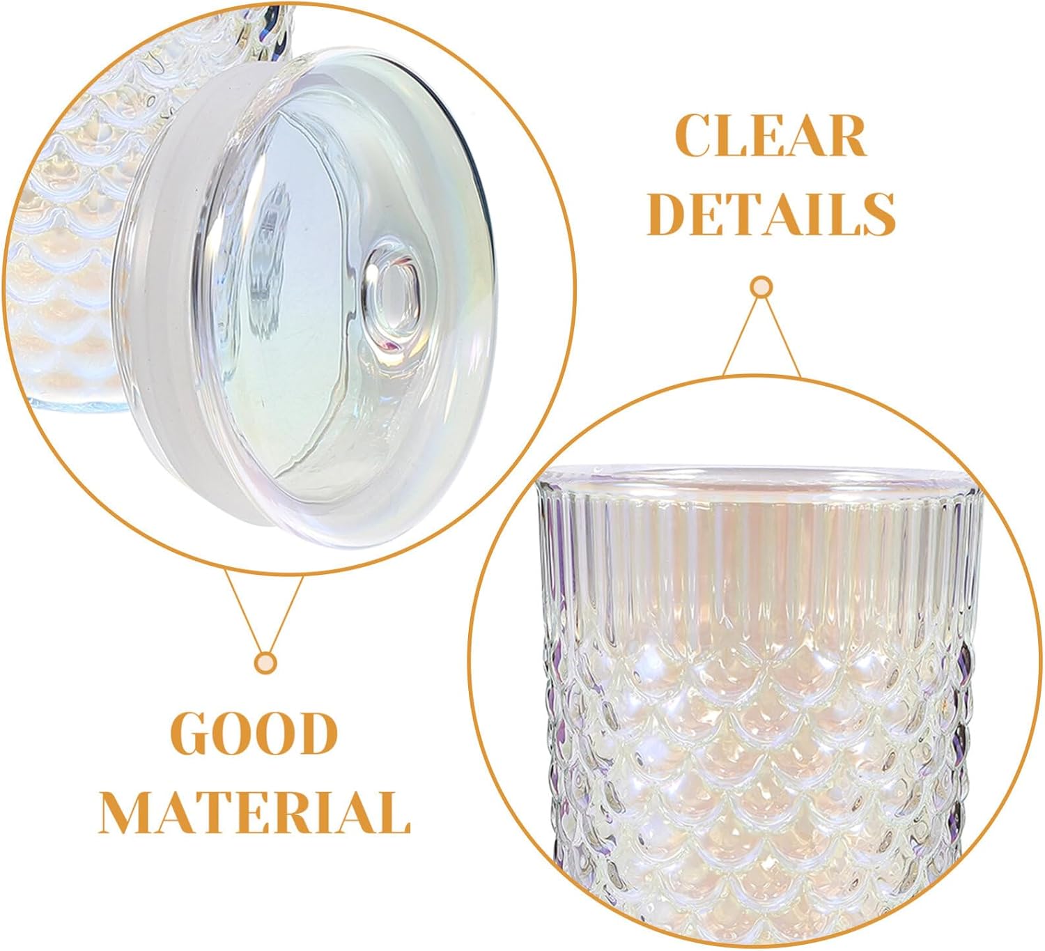 Alipis 2pcs Fish Scale Glass Cups with Lids and Straws Mermaid Scale Glass Tumbler Glass Iced Coffee Cups Smoothie Tea Cup Water Bottle Drinking Jars B