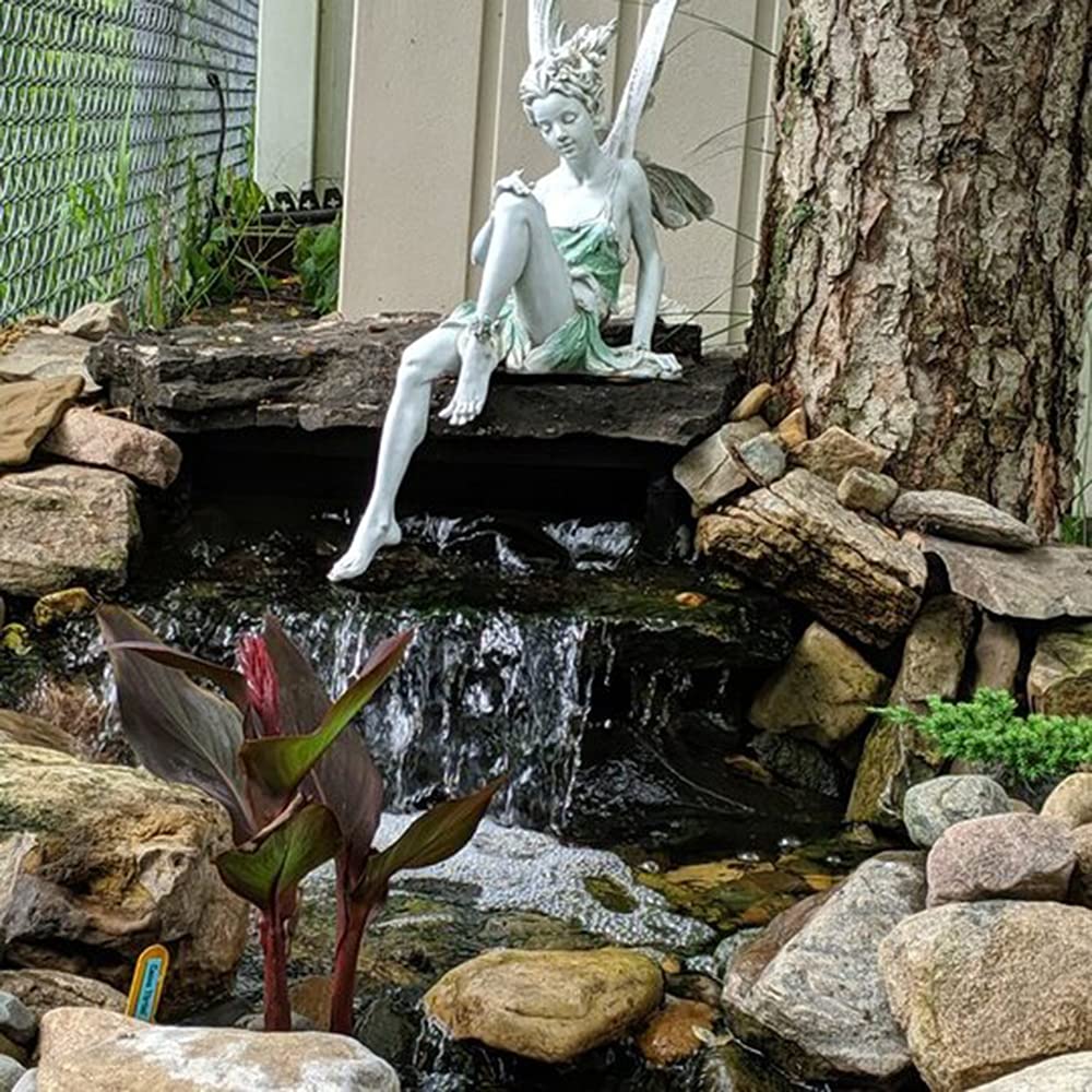 Seduto Fata Giardino Ornamento 22cm Altezza, Tudor E Turek Seduto Magica Fata Statua Fata, Elfi Resina Statua Giardino Scultura Fata Figure Con Ali