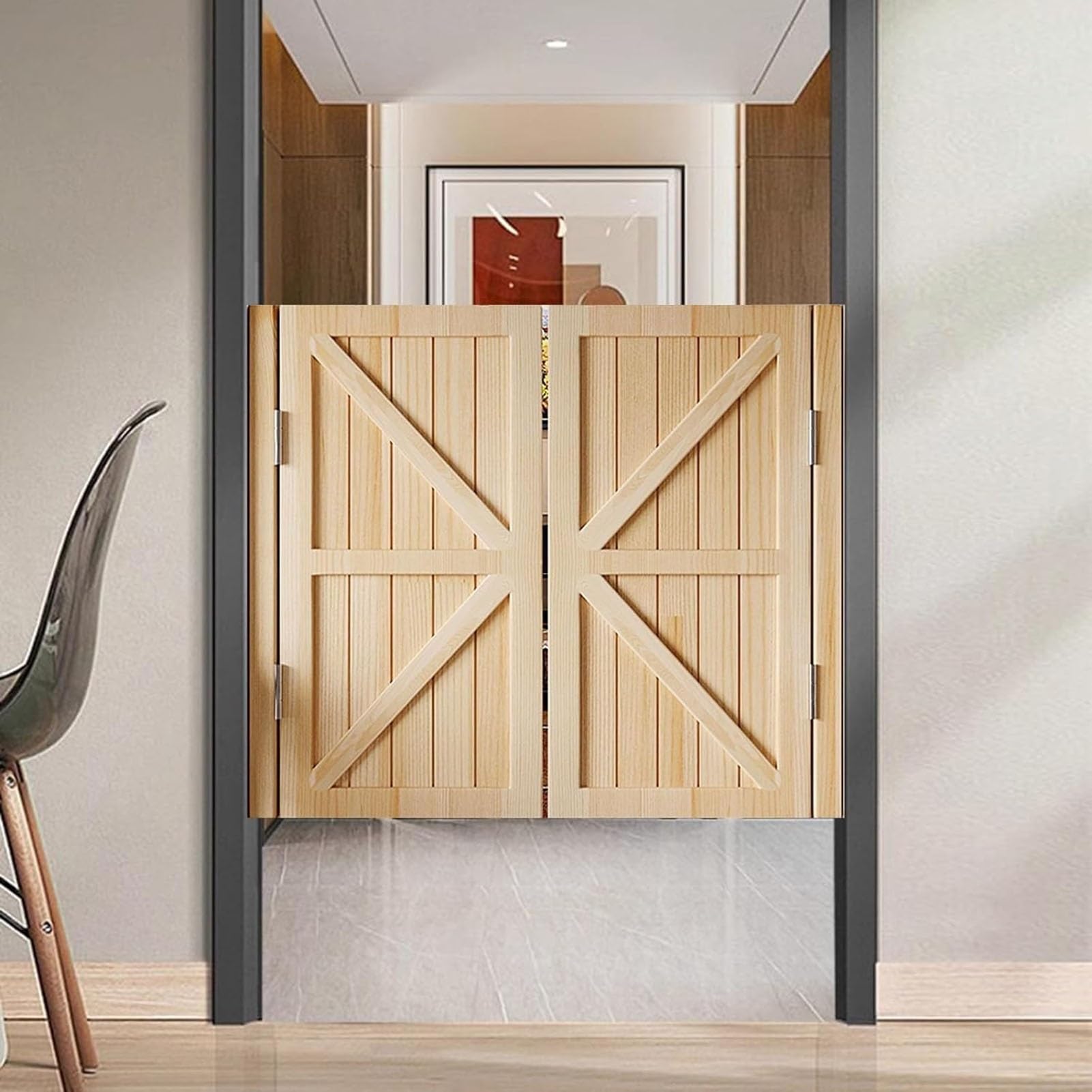Porte a battente interne in legno con cerniere a chiusura automatica per cucina e bar, design durevole per un facile accesso e una maggiore privacy