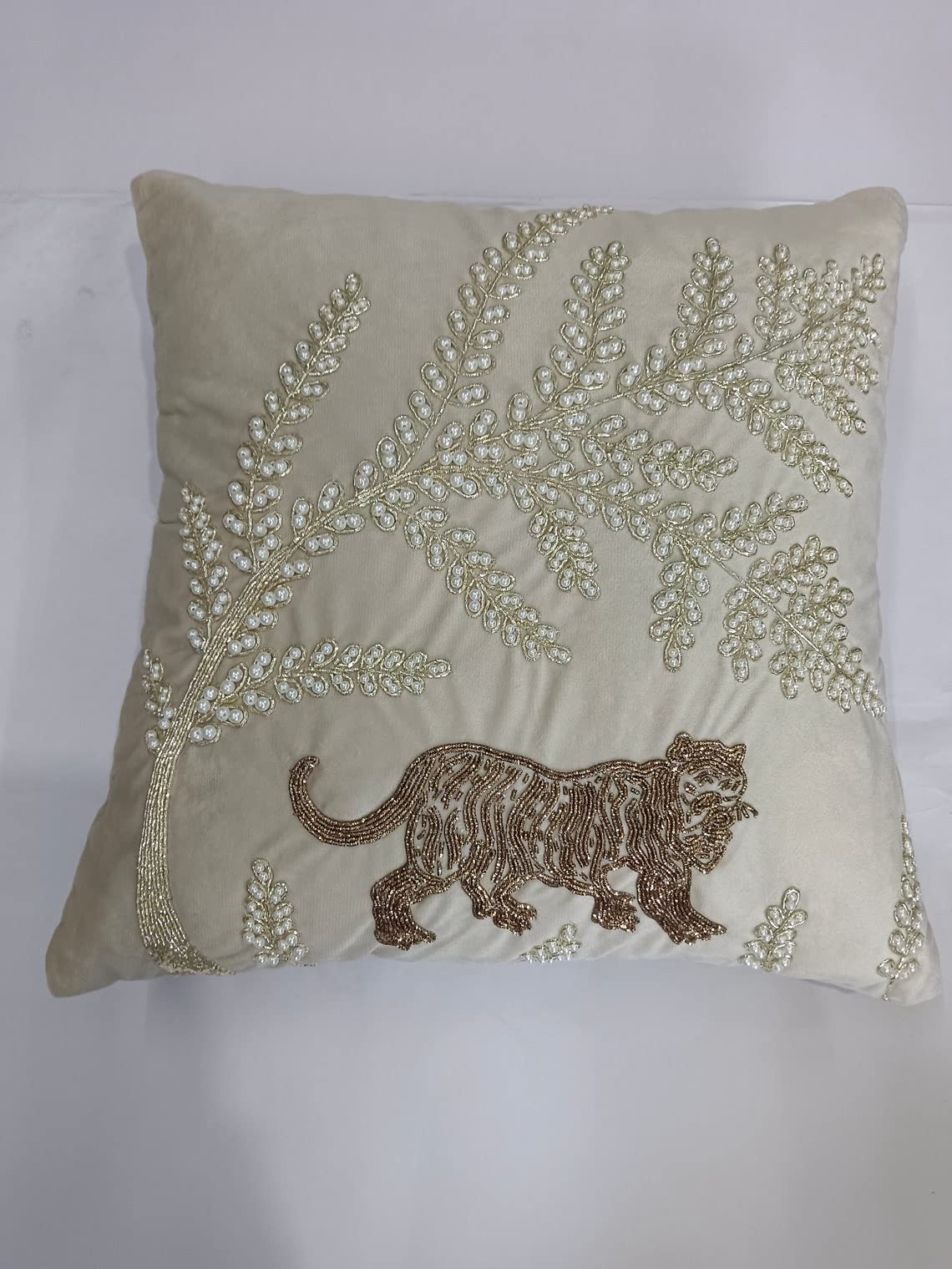 KGN Home Decor Satin 144 TC Pillow Cover with Elegant Design and Antique Work (KGN_23, Multi, 16x16 Cm, Pack of 1) 1