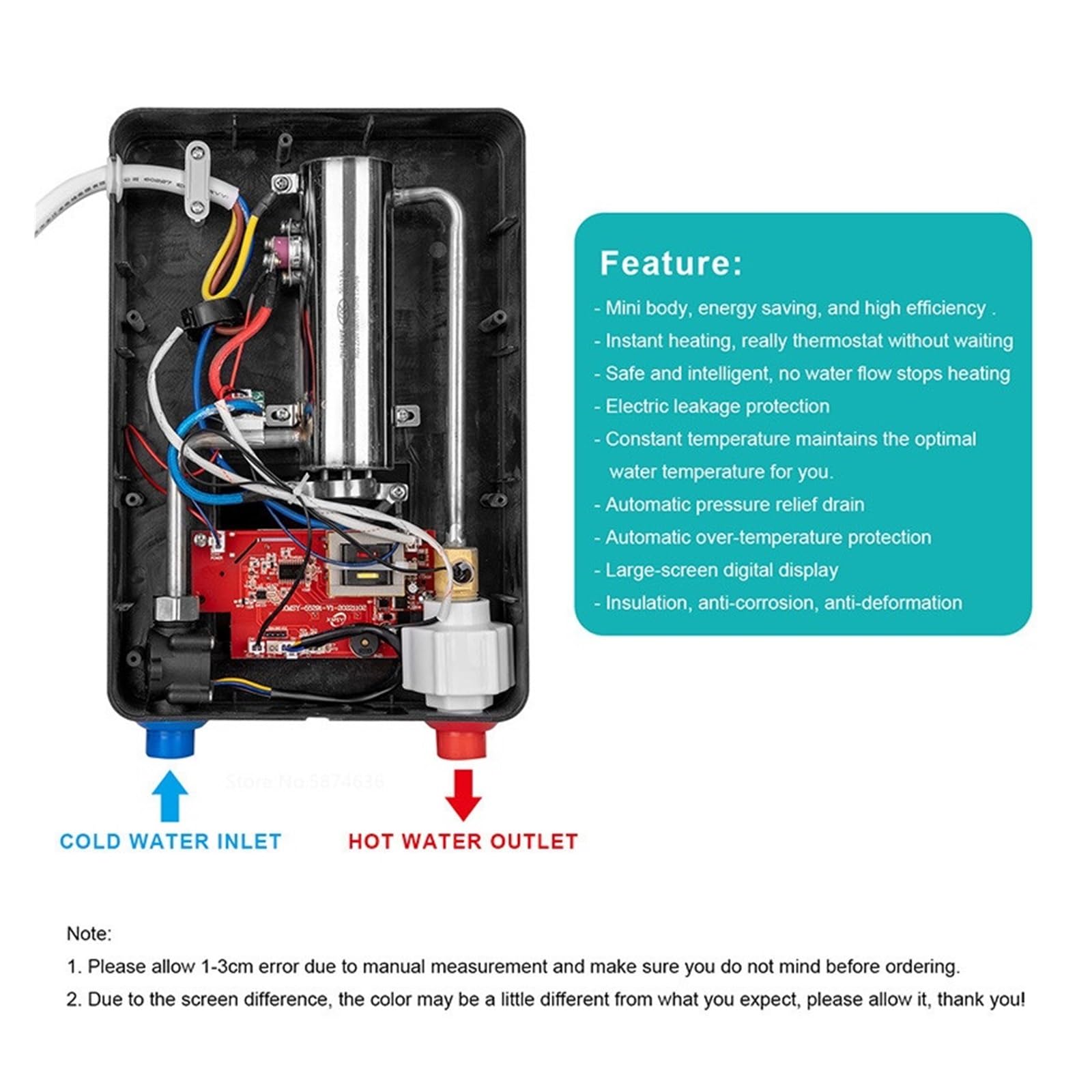 Podgrzewacz Ciepłej Wody 6500w Natychmiastowy Bezzbiornikowy Podgrzewacz Wody Termostat Nagrzewnica Indukcyjna Smart Touch Grzejniki Elektryczne Prysznic Automatica,Oszczędzaj czas
