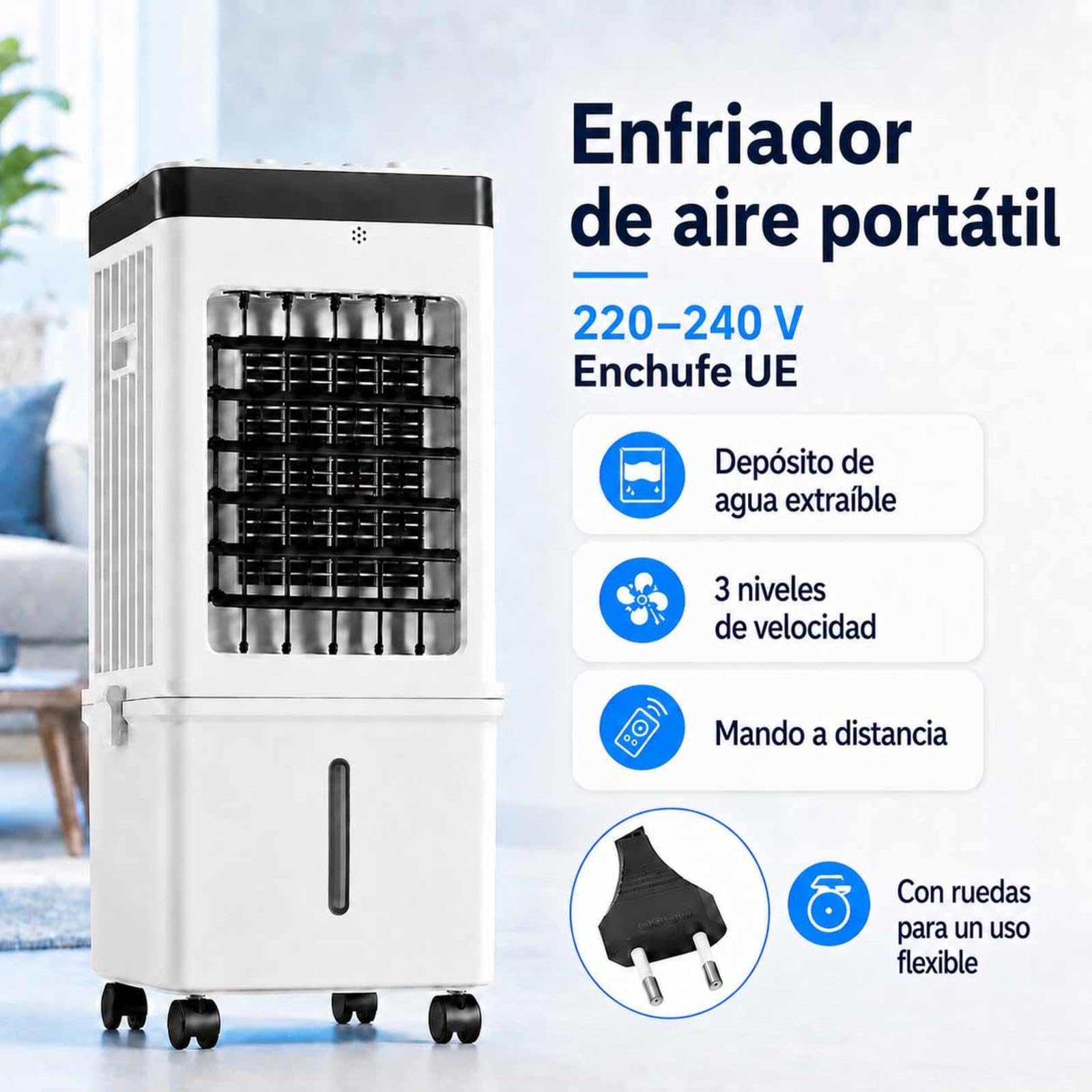 Aire Acondicionado Pinguino Con HumidificacióN 36–45 DB DepóSito De Agua ExtraíBle De MáS De 10 L 3 Velocidades Con Temporizador De 2–8 H Para La Oficina