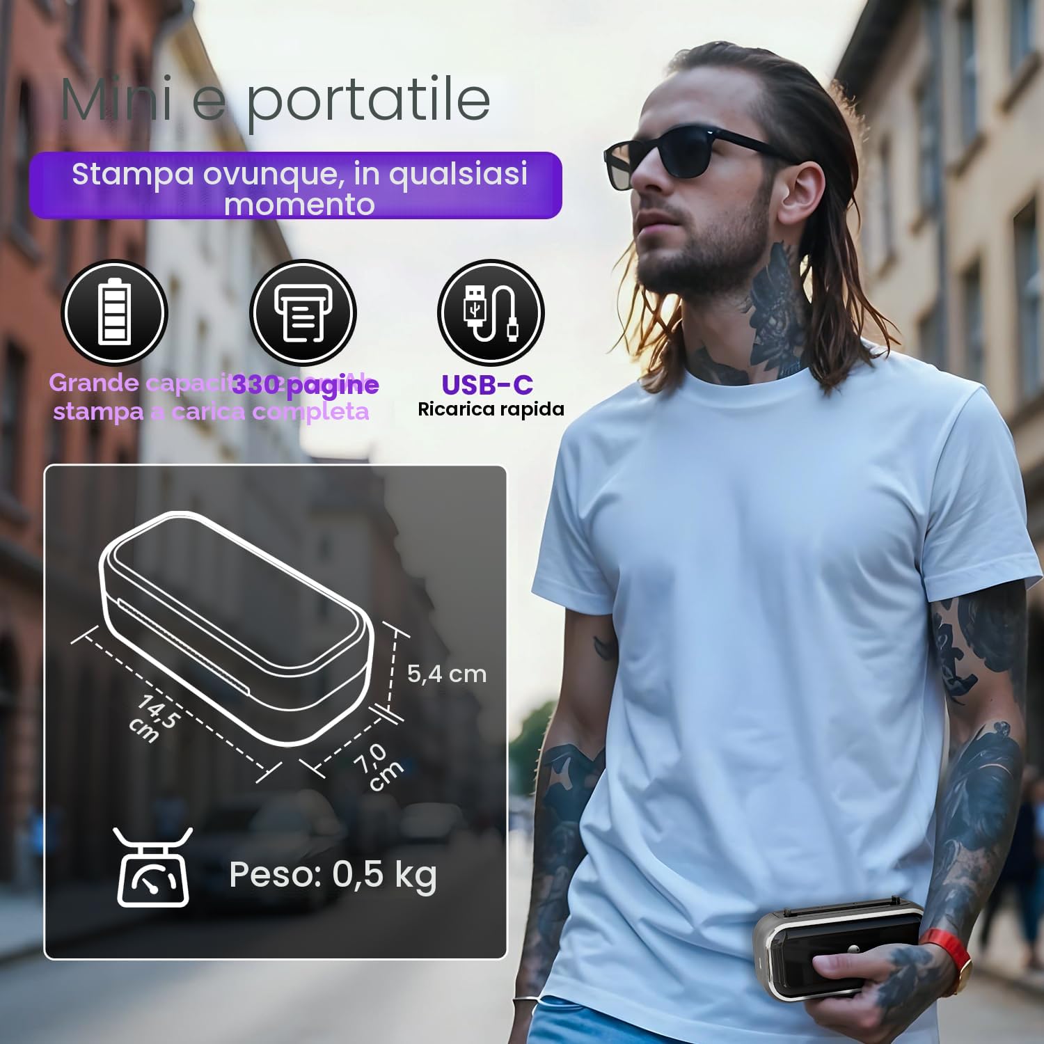 Phomemo TP31 Stampante Stencil Tattoo, Aggiornata Termica Stampante Per Tatuaggi, Bluetooth Stencil Tatuaggi Con 30 pz Carta Tattoo Printer, Compatibile Con Smartphone, Tablet