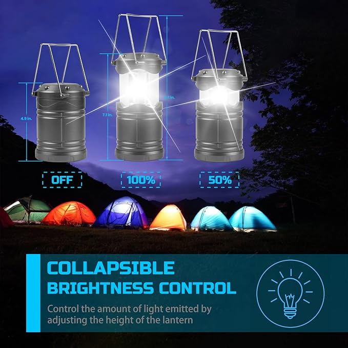 Lichamp LED Camping Lantern, 4 Pack Battery Powered Flashlight for Power Outages, Portable