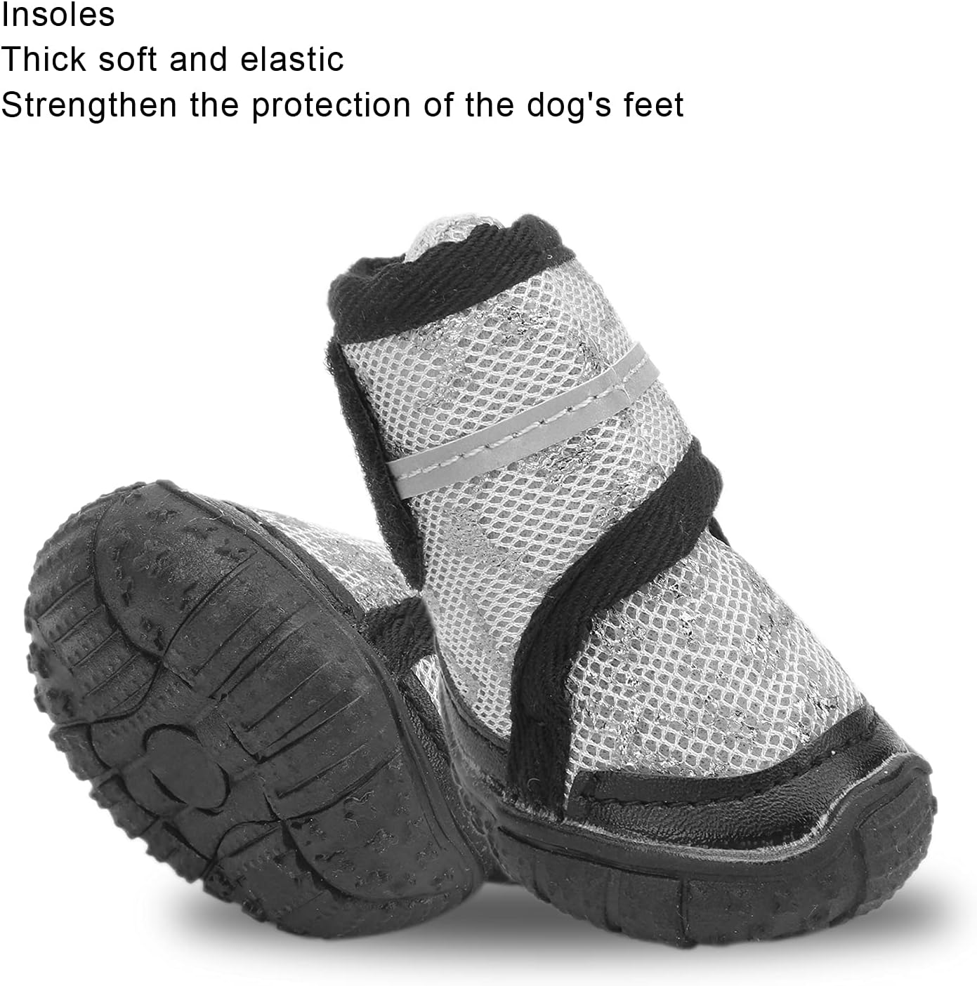 Adjustable Anti - Slip Pet Shoes for Dogs, Outdoor Dog Boots with Reflective Straps and Breathable Mesh, Rubber Sole for Small Medium Large Dogs (80 Size)