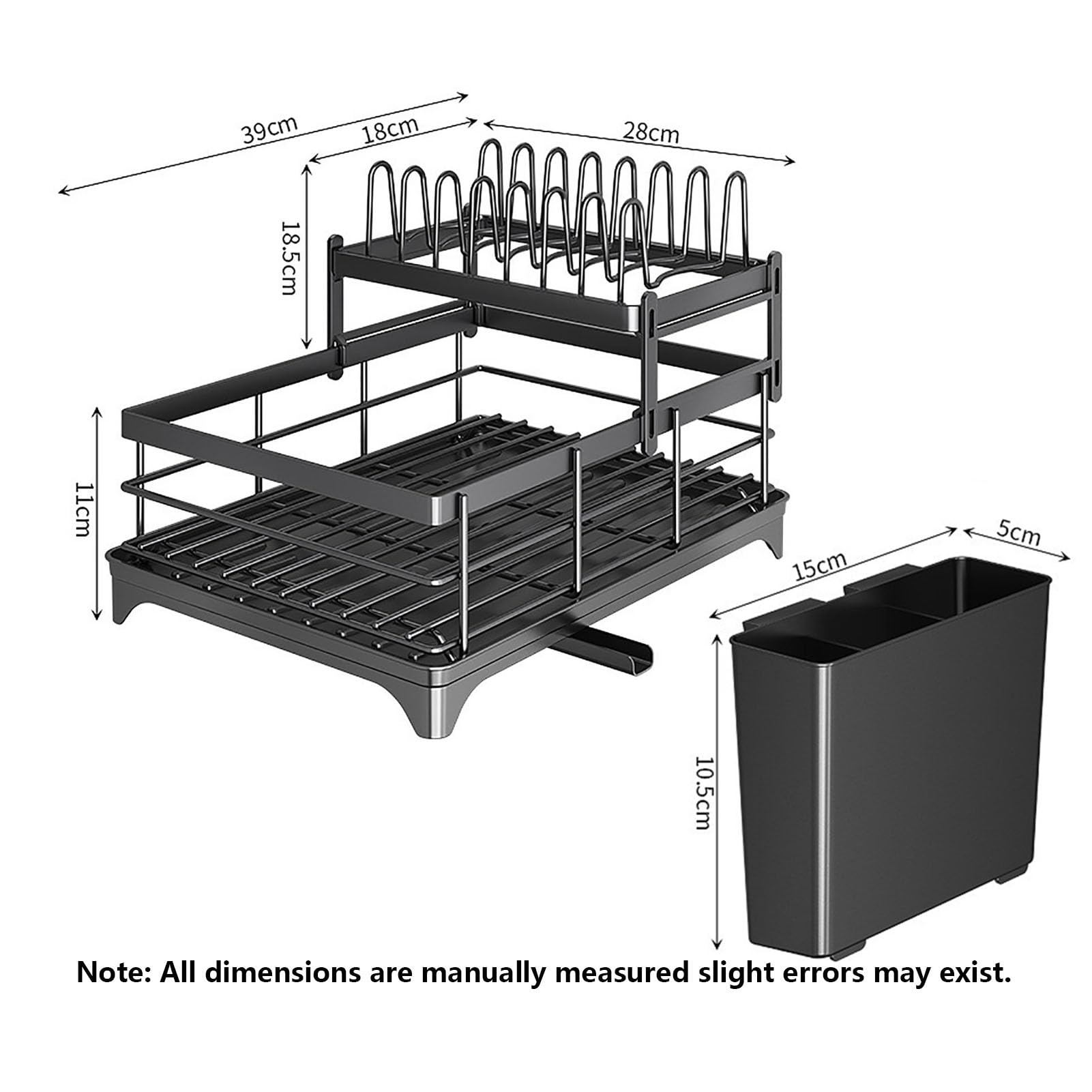 Abtropfgestell mit herausziehbarer Abtropfschale, Multi-Grid-Design, platzsparender Küchentheken-Organizer zum Trocknen von Haushaltsgeschirr, 1 Etage