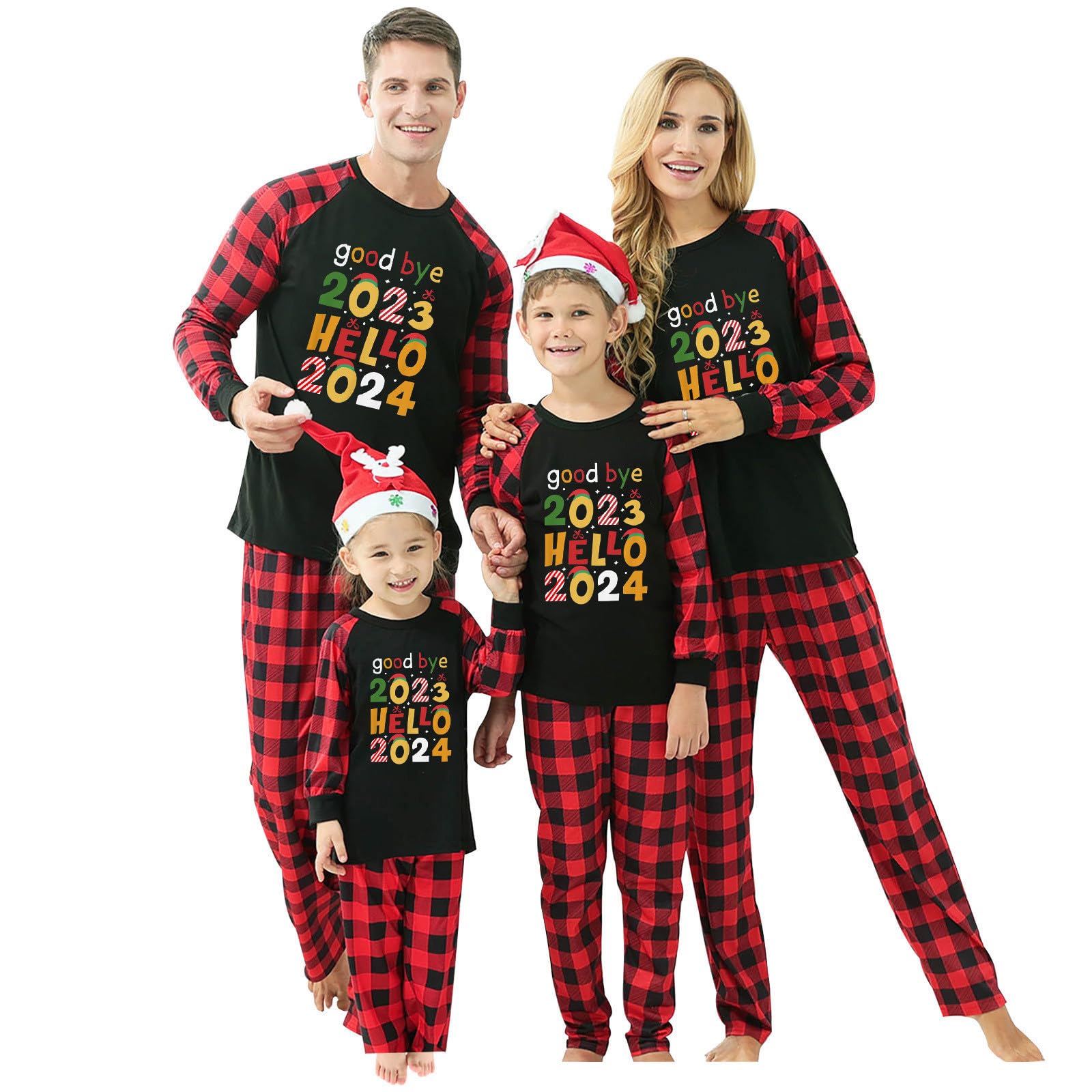 BZPIZChristmas Pajamas for Family Christmas Pjs Matching Sets for Family of Four Xmas Set New Year Family Pajamas Set 2024