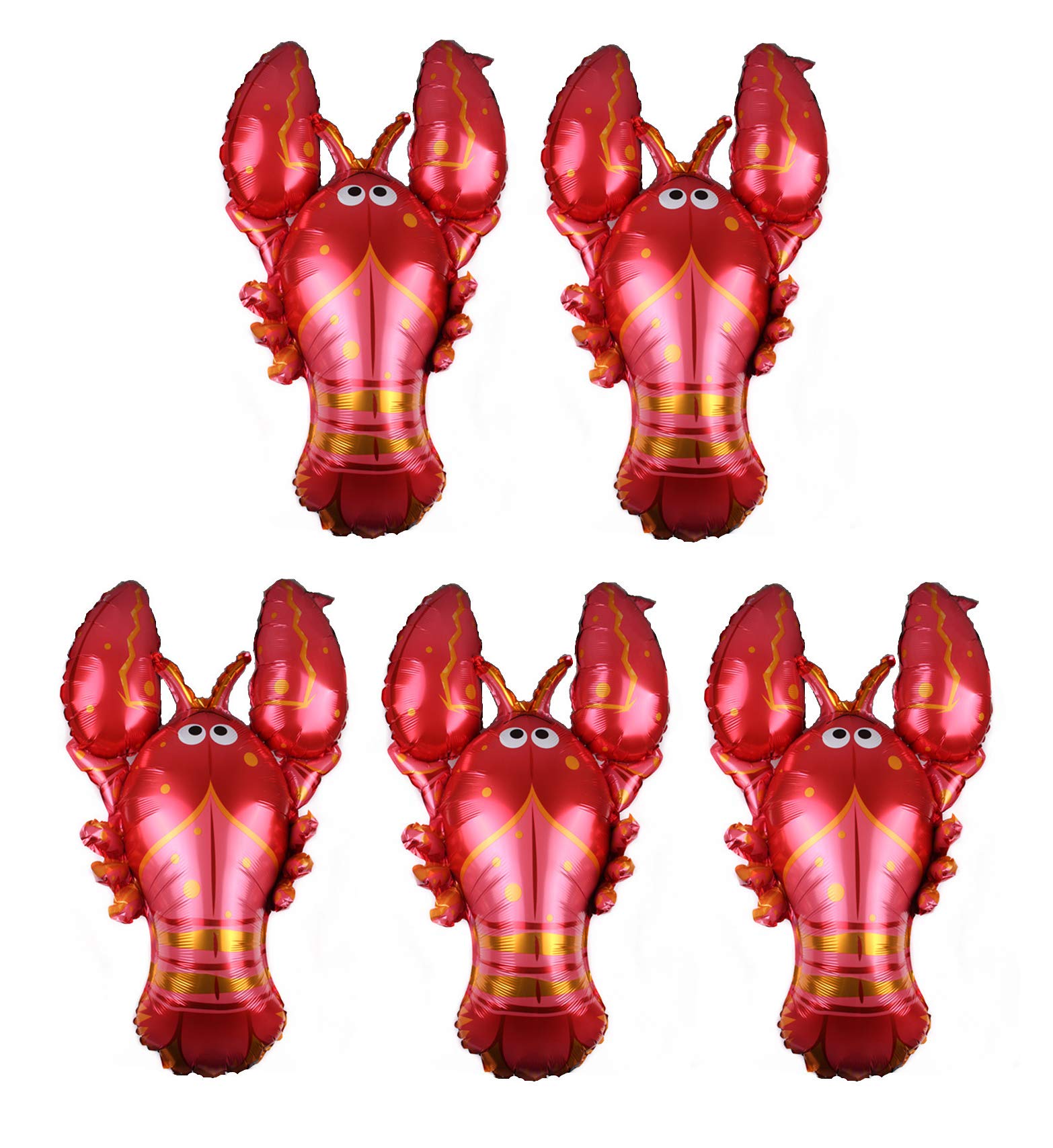 5 Pack Lobster Balloons, Jumbo Foil Lobster Balloon, Sea Animal balloons for Party Decorations (5 Pcs)