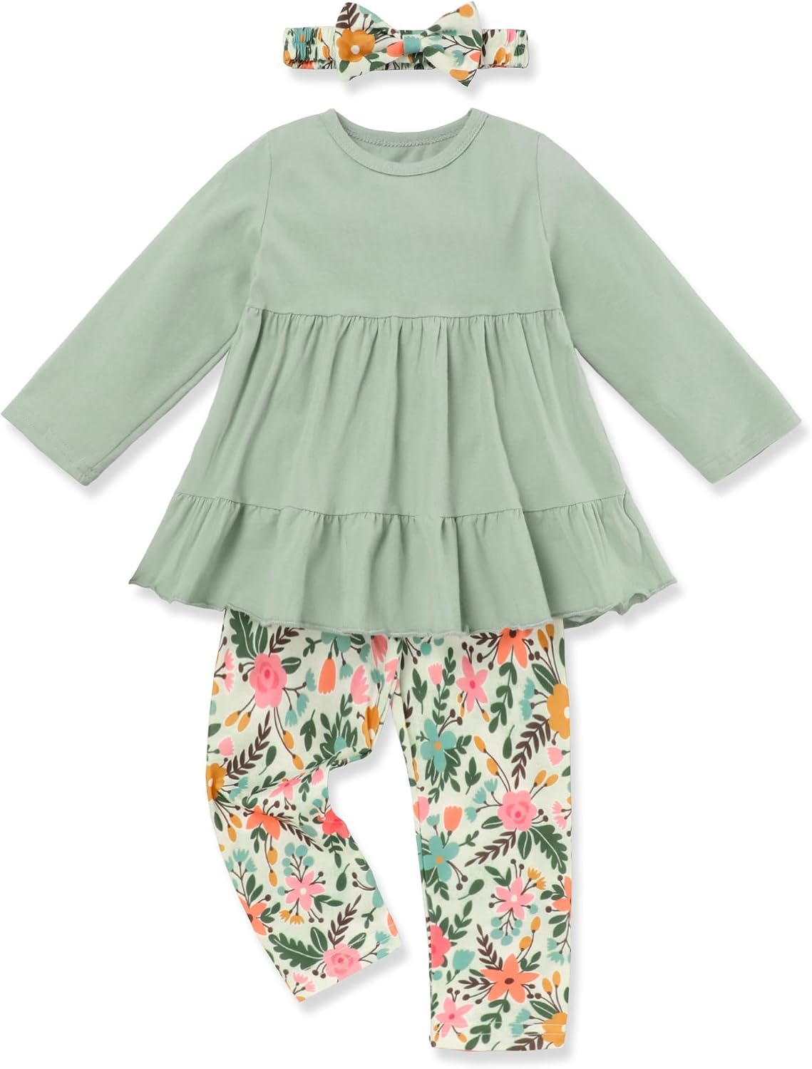 Toddler Girl Clothes Long Sleeve Ruffle Dress Top and Jeans Pants Toddler Girl Fall Outfits