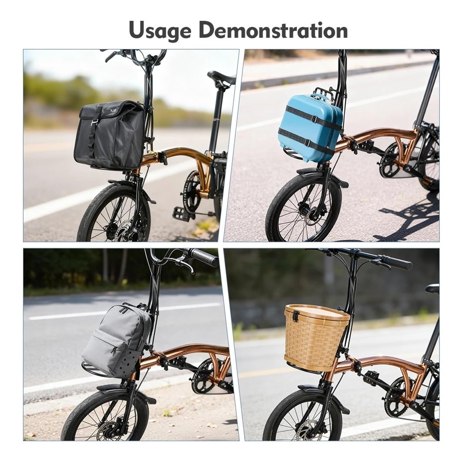 Zestaw toreb rowerowych 6L z metalowym bagażnikiem rowerowym, kompatybilny z torbą rowerową Brompton Przednia lekka półka Bagażnik Akcesoria do toreb do przechowywania rowerów