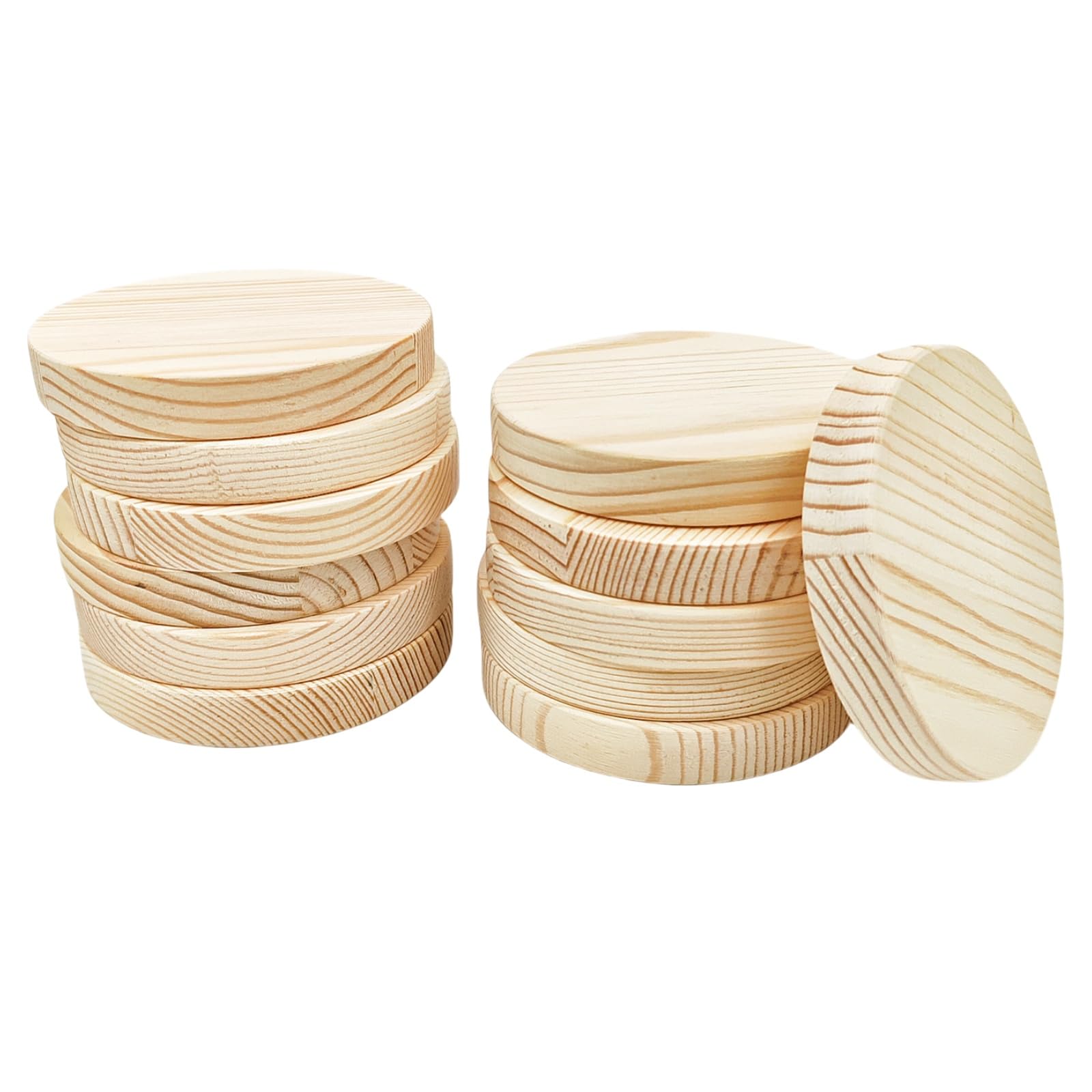 12PCS Pine Circle Plaque, 10x1.5cm Blank Unfinished Round Wooden Circles Plaques for Craft Projects, Engraving, Wood Burning, Painting — image 1