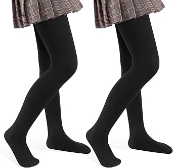 2 Pack Girls Tights Dance Tights Ballet Girls School uniform Footed Leggings Stockings for Kids 1-13 Years
