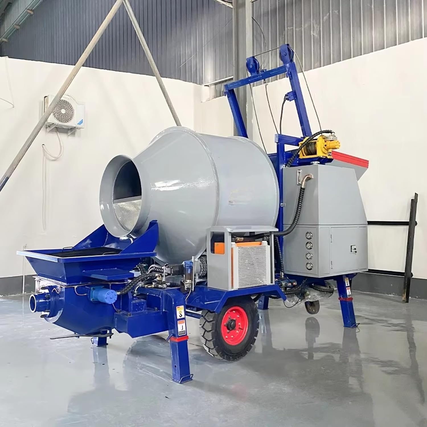 High Pressure Concrete Pump Machine, Trailer Concrete Mixer with Pump for Long Distance, Mobile Cement Mixer Pump for High-Rise