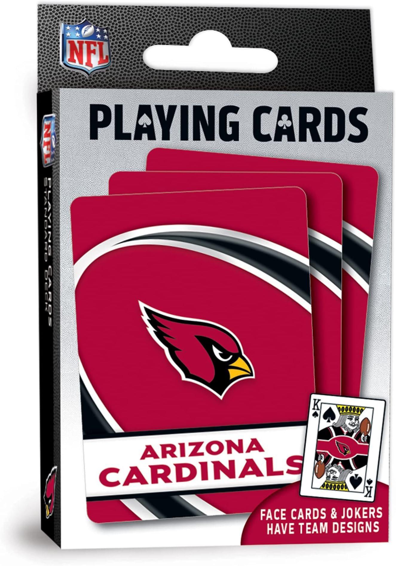 MasterPieces - NFL Playing Cards, Officially Licensed Arizona Cardinals Football Deck, Family Games for Adults and Kids, Standard Index