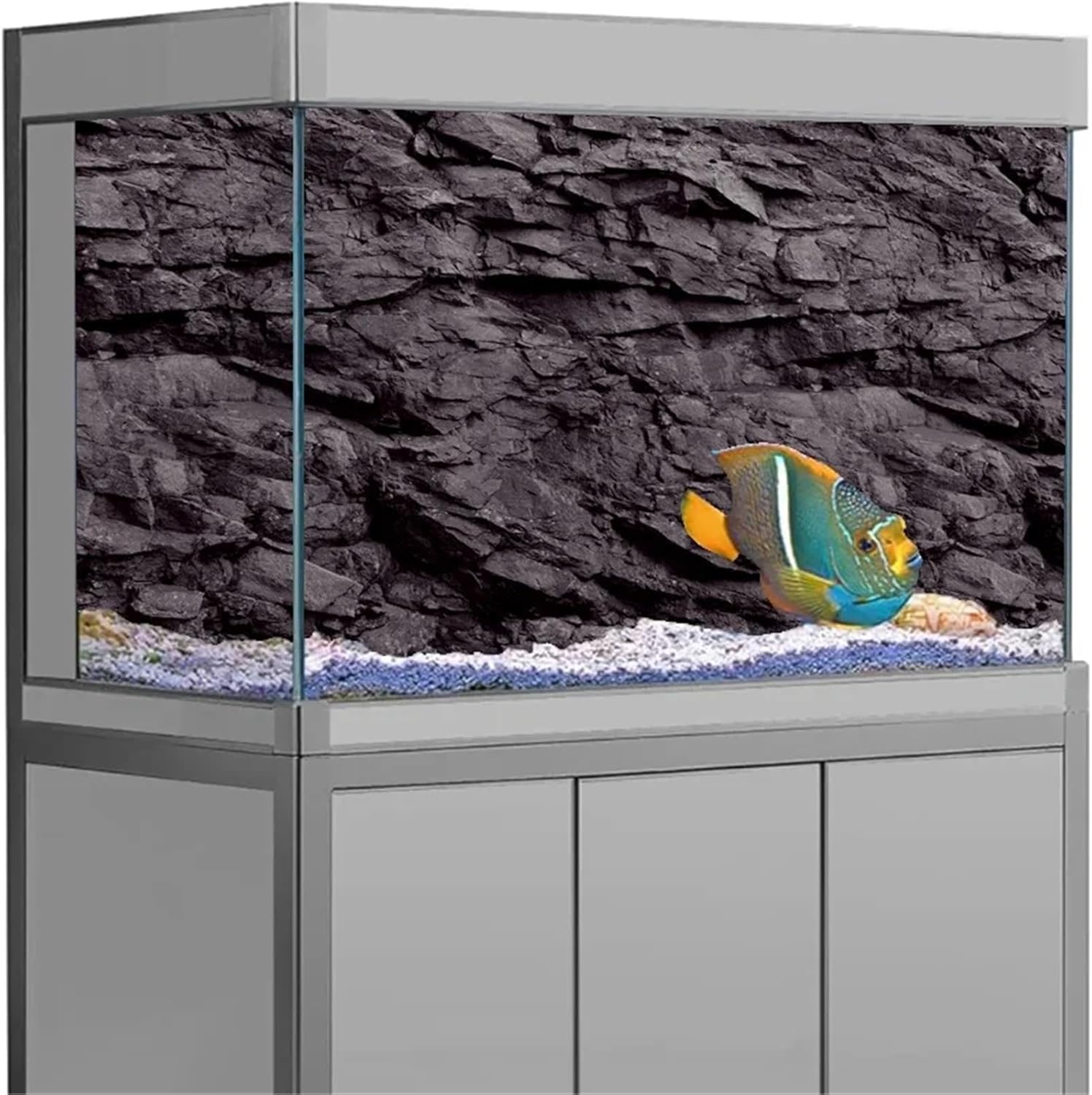 Aquarium Background 3D Effect Black Stone Aquarium Background Poster HD Rock Stone Self Adhesive Fish Tank(RED,54x122cm)
