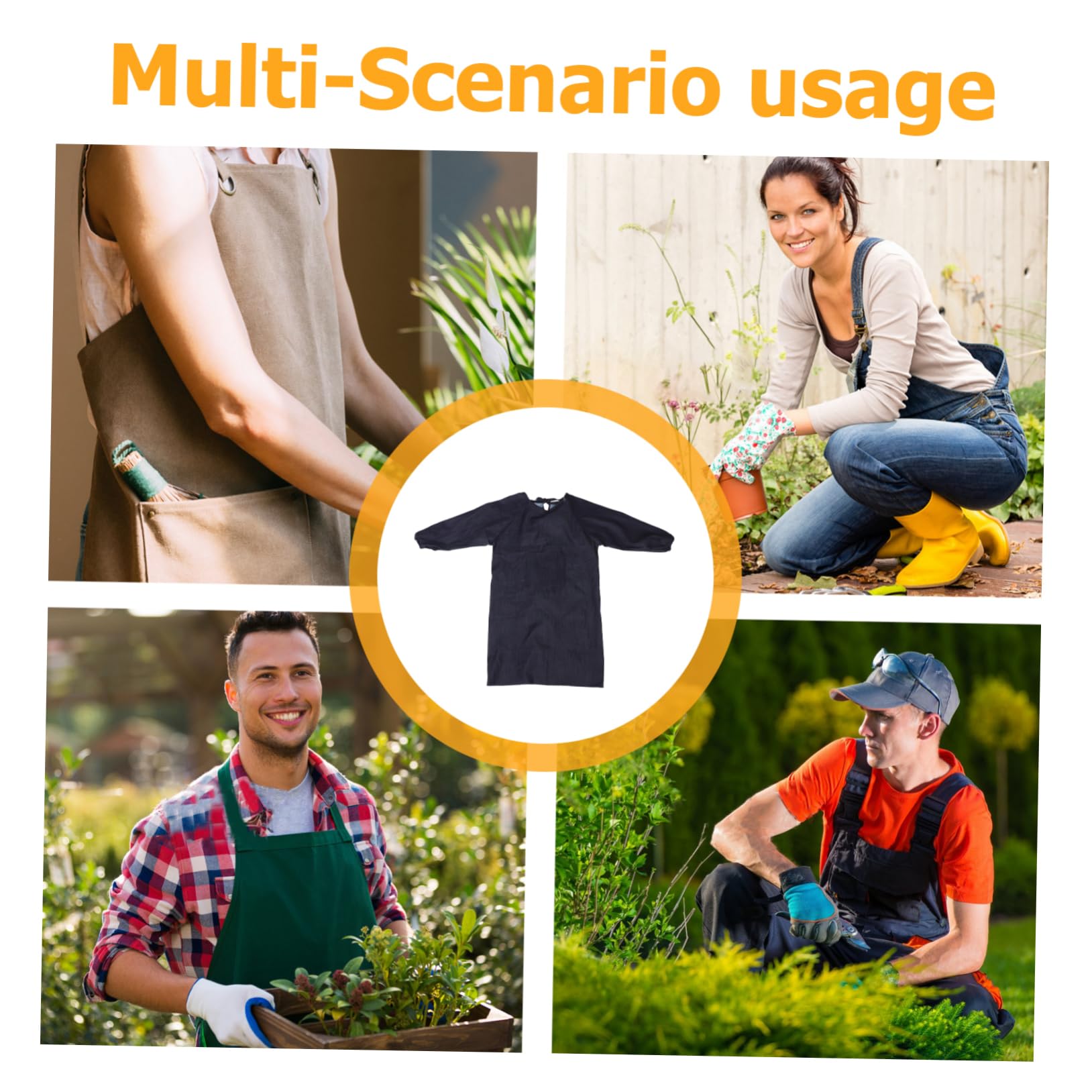 Delantal De Trabajo Antimanchas y Reversible De Manga Larga, Talla Grande, Tejido Grueso Resistente Para Protección Laboral, Con Bolsillos Multifuncionales, Uso Industrial y Cocina, 1 Unidad