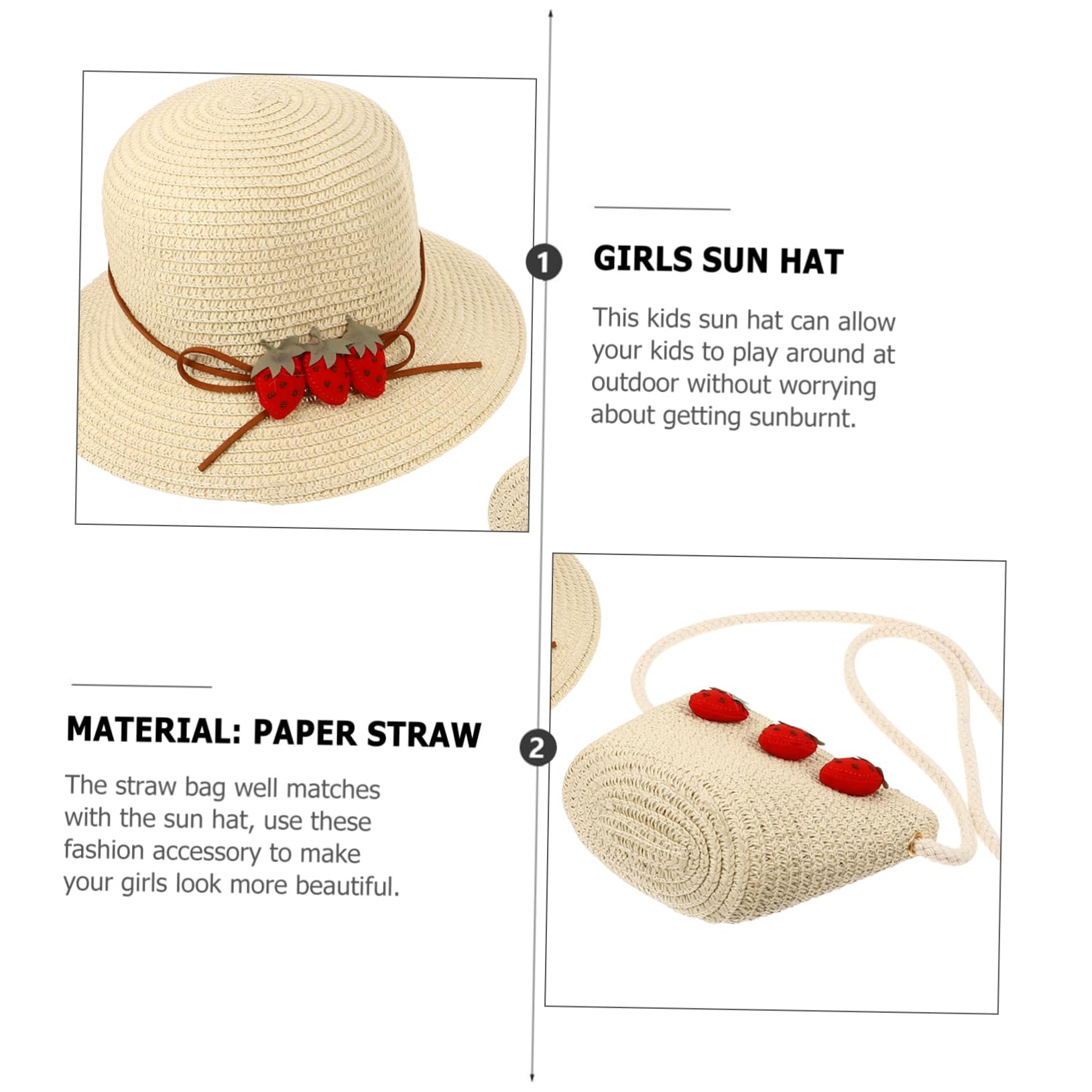 FOMIYES Sombrero de Sol Niñas Tejida de Protección UV y Conjunto