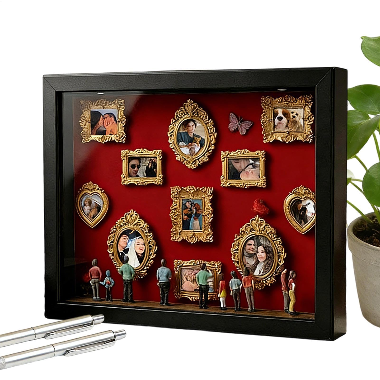 Cuadro De Pared O Mesa con Efecto Museo, Cajas De Silueta Mini con Luz Y Figuras Coleccionables, para 11 Imágenes, Decoración para Apartamento, Regalo Romántico Y Familiar
