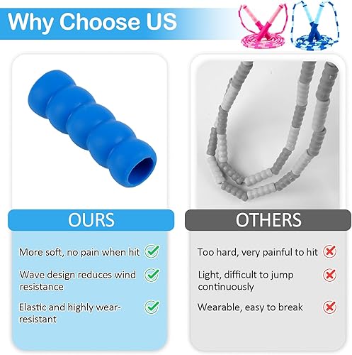 Miniatura 5 de Cuerda de saltar para niños, cuerdas de saltar ajustables para 4 5 6 7 8 10 12 años, cuerda de saltar sin enredos de 8 a 12 años, cuerda de saltar