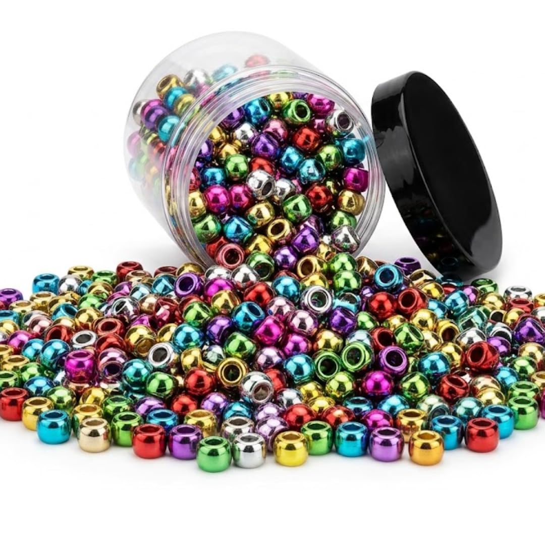 Springboard Metallic Silver & Gold Beads (112g), Shiny Crafting Beads for Kids Bracelet Making, EYFS Collage & Threading Art