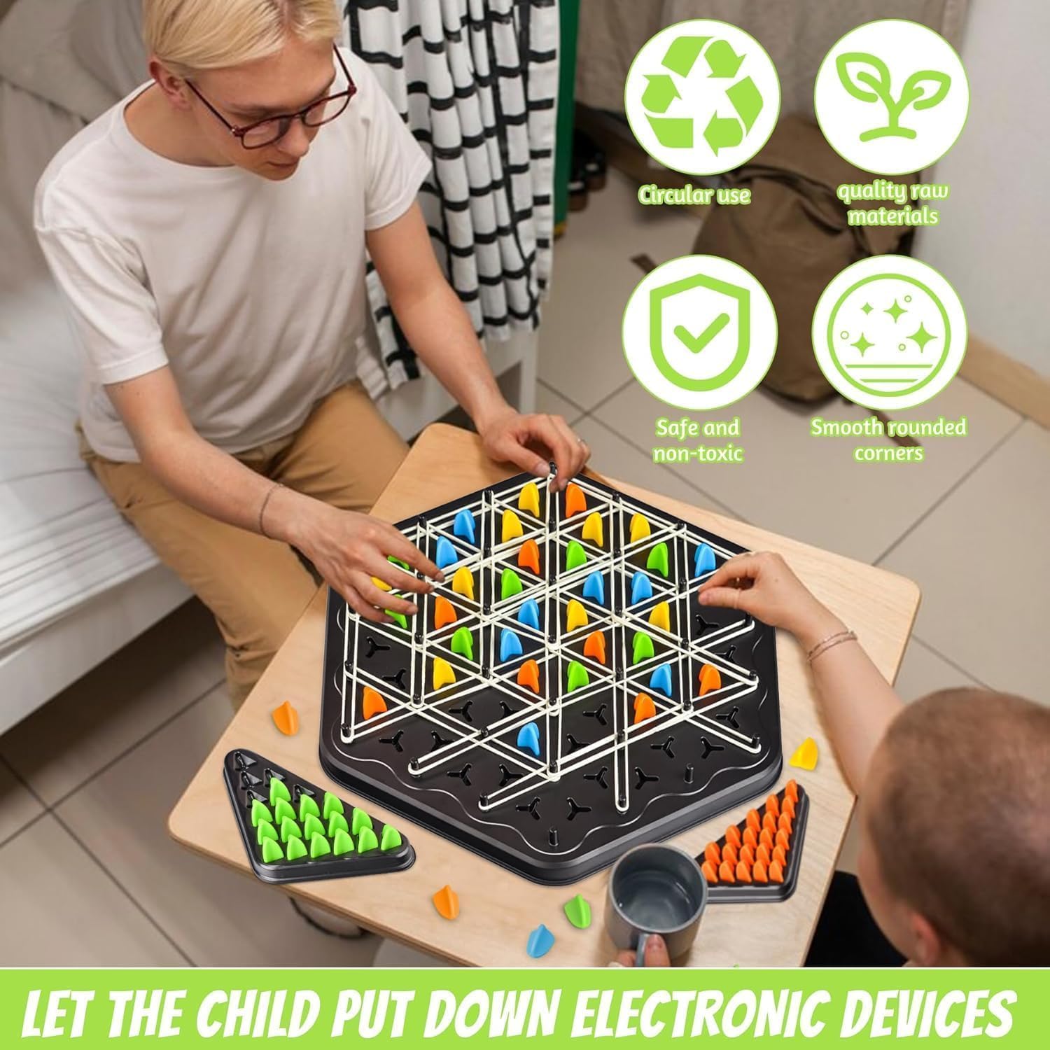 Buy Tileez “Triangle Chinese Checkers Board Game – 2–6 Player