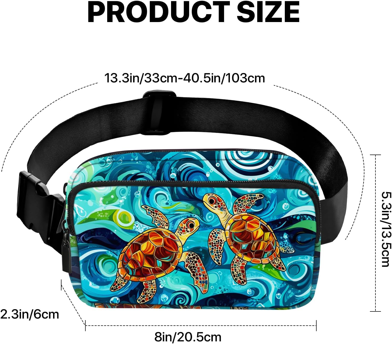 Sea Turtle Fanny Pack for Women Casual Belt Bag Waterproof Waist Bags for Travel Hiking Sports - Image 3