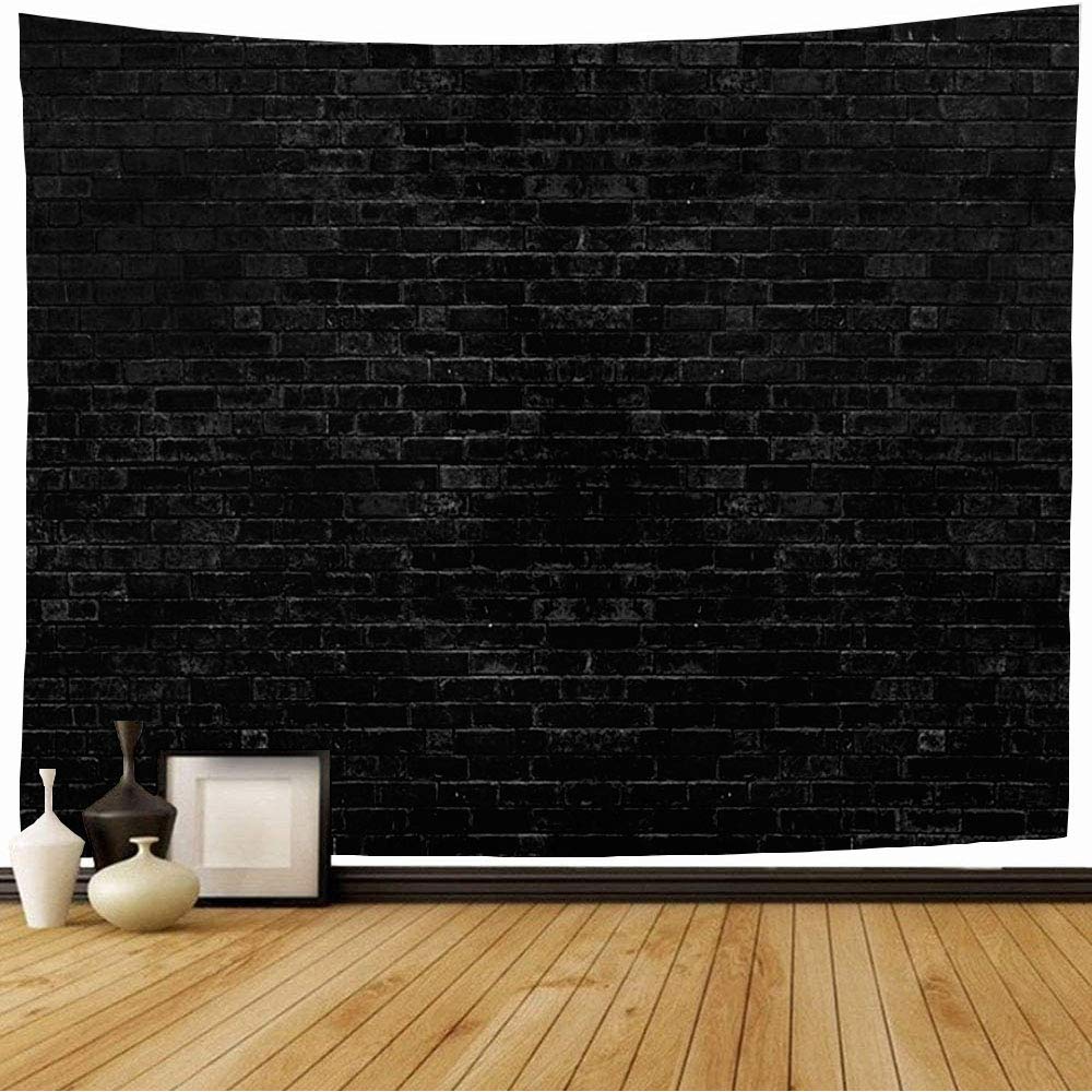 Starophi Tapestry Wall Hanging Brown Room Dye Dark Black Brick Wall Has Rough Orange Antique Plaster White Abstract Aged Material Wall Art for Living Room Bedroom Home Decor 80x60 Inch