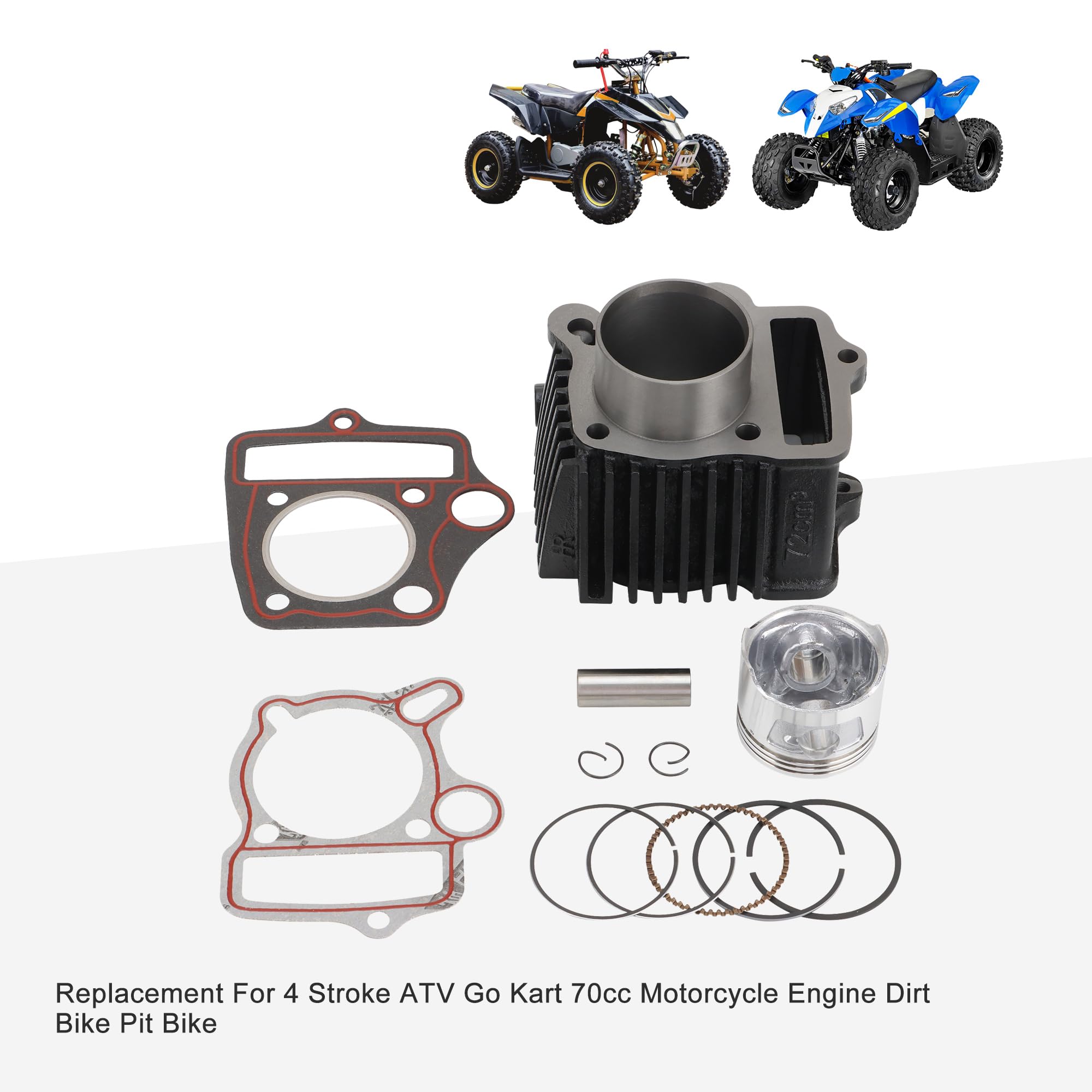GOOFIT Culasse 70cc 47mm - Compatible ATC70, CRF70, CT70, TRX70, XR70 - Kit Avec Porte-Clés