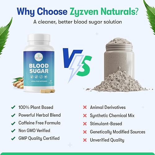 Miniatura 7 de Zyzven Naturals Suplemento de apoyo para el azúcar en la sangre  60 cápsulas veganas  Suplemento de hierbas con moringa, canela, jengibre, neem y