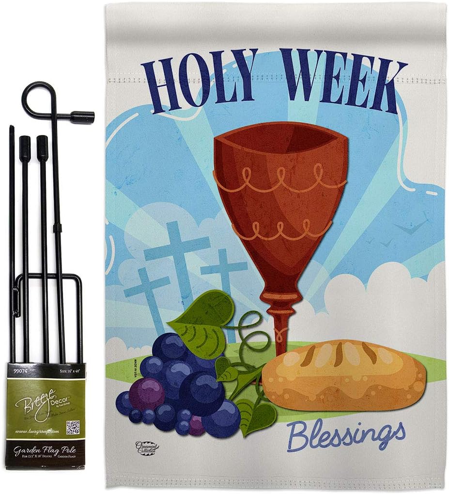 Holy Week Garden Flag Set Wall Hanger Religious Faith Hope Grace Peace Dove Christian Religion Easter Small Decorative Gift Yard House Banner Made in USA 13 X 18.5
