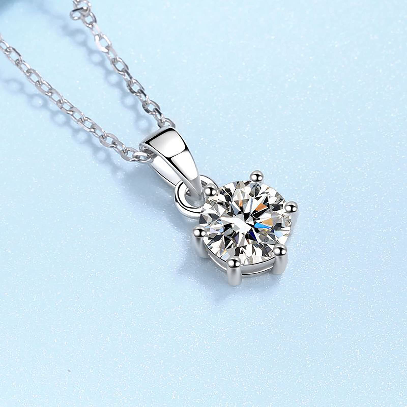 Collana da Donna, Collana in Argento Sterling 925 con Moissanite Collana con Ciondolo Irregolare per Donne Ragazze (Argento 40+5 cm)