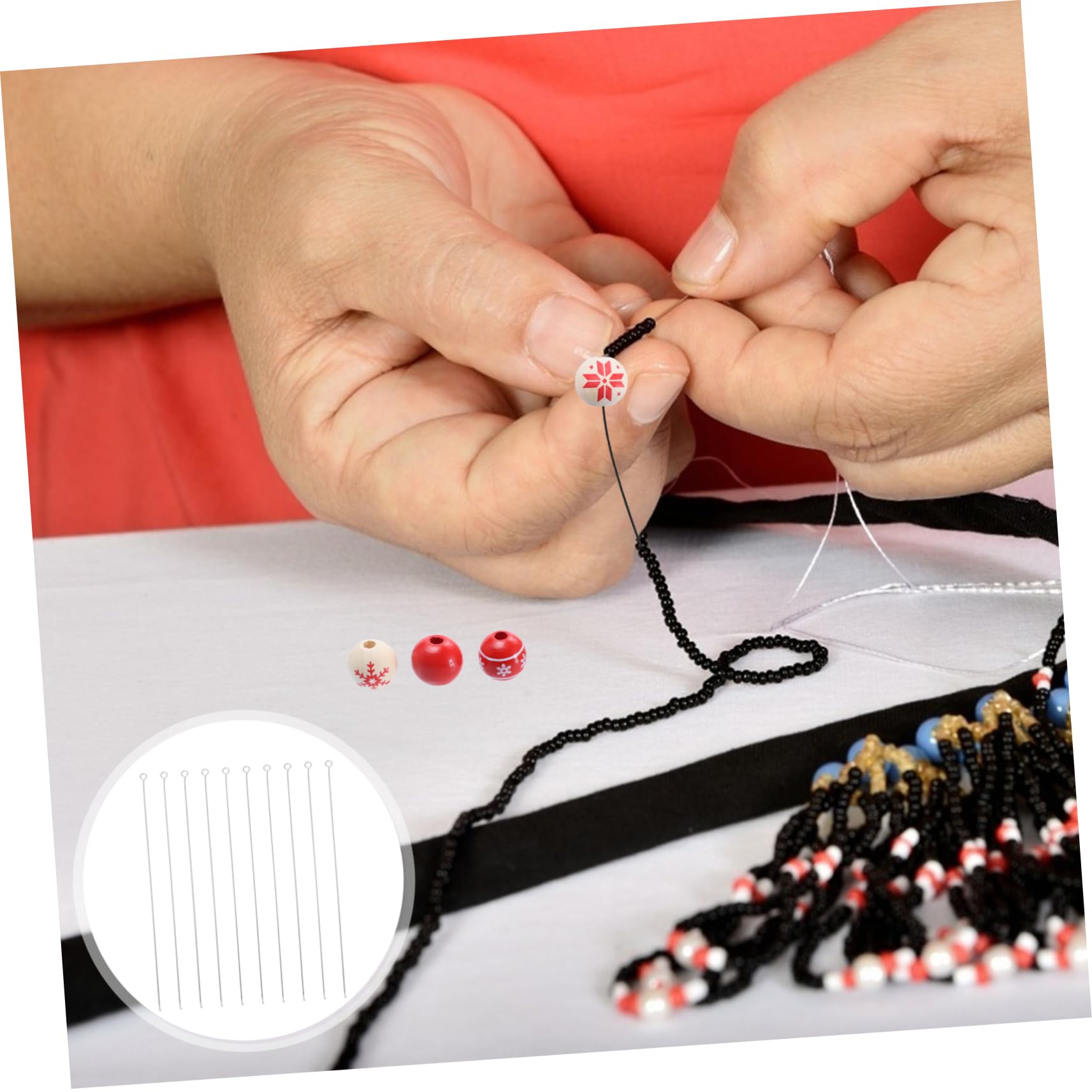 KONTONTY Stainless Steel Beading Tools 10pcs Beading Hooks Beaded Hooks Needle to Thread Beads Jewelry Making