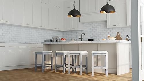 Miniatura 4 de Carolina Classic Juego de 2 taburetes Tristan sin respaldo en blanco antiguo