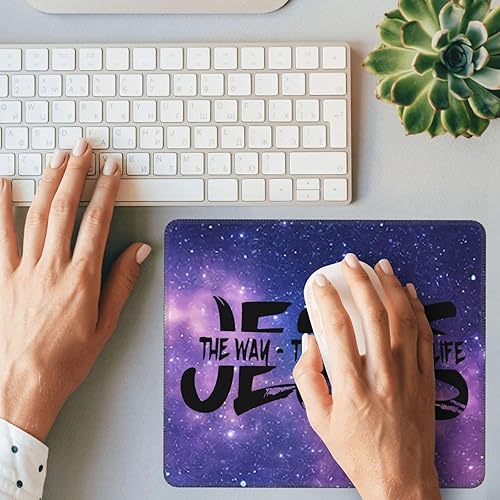 Miniatura 8 de Alfombrilla de mouse con texto en inglés "I Love Jesus", impermeable, para computadora de escritorio, tamaño 8.6 x 7 pulgadas