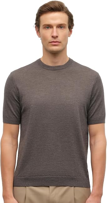 KVSS Mens T-Shirts 100% Cashmere Luxury Knit T Shirt Crewneck Short Sleeve Comfort Lightweight Breathable T-Shirt for Men